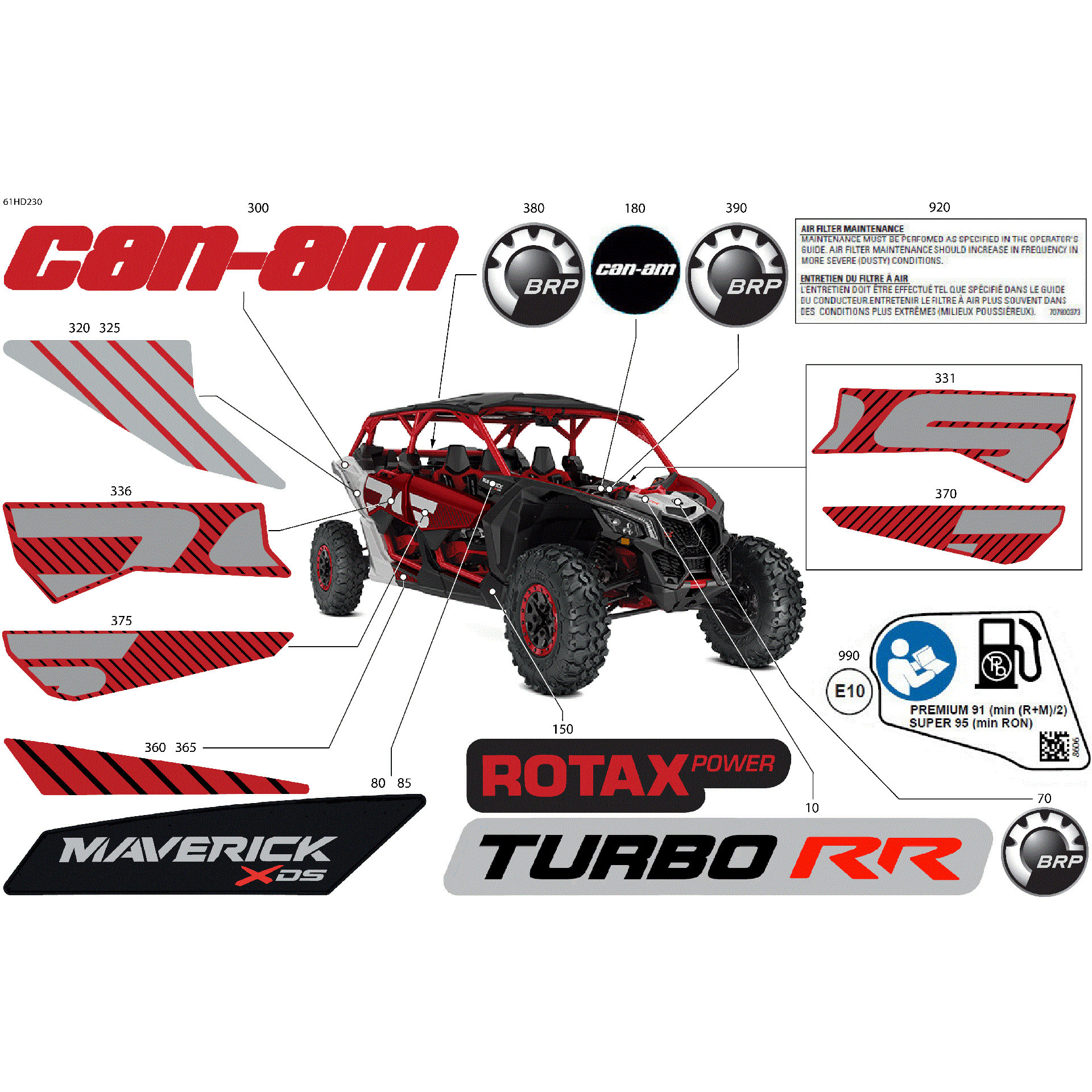 An Image of a Genuine Can-Am Parts Schematic Diagram showing the schematic - BODY - DECALS