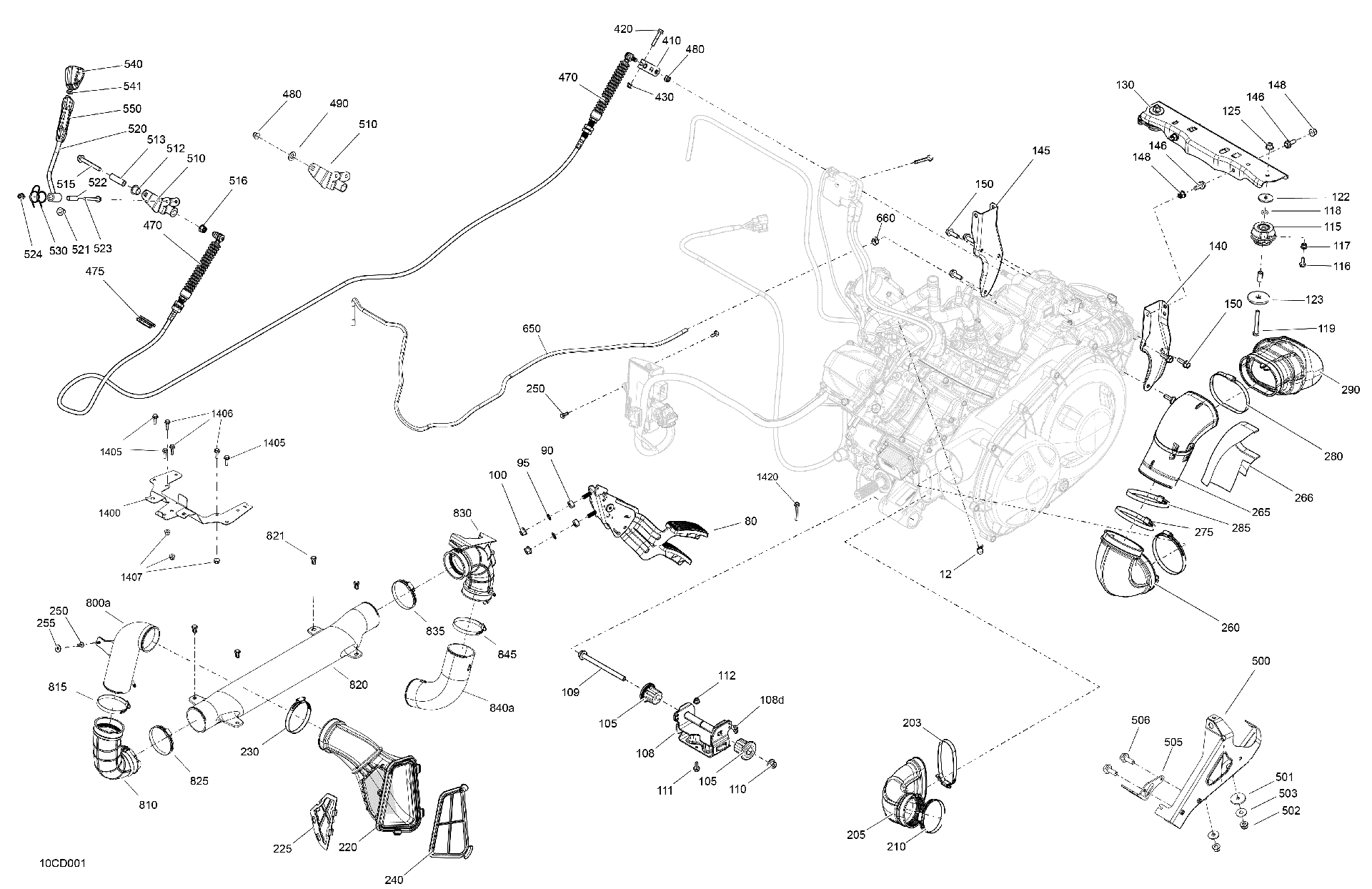 An Image of a Genuine Can-Am Parts Schematic Diagram showing the schematic - ENGINE - SYSTEM