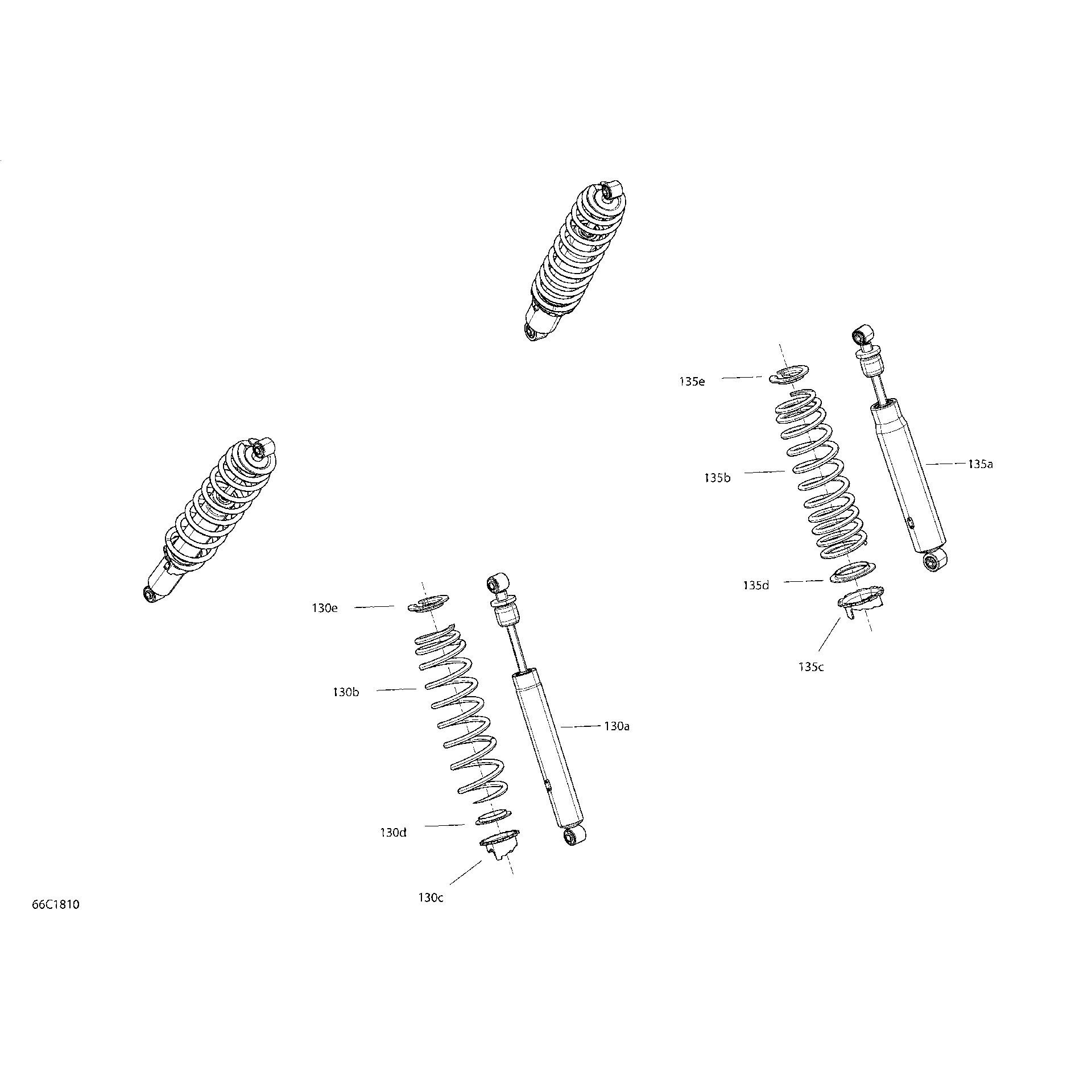 An Image of a Genuine Can-Am Parts Schematic Diagram showing the schematic - SHOCKS - HD8 - NON MAX - DPS PACKAGE