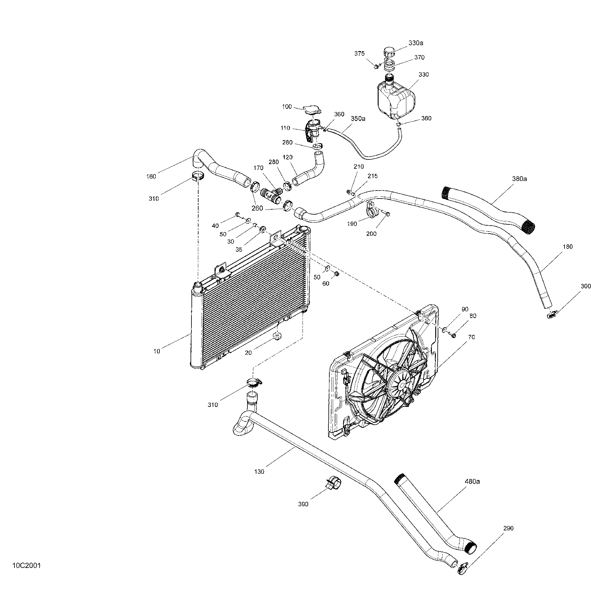 An Image of a Genuine Can-Am Parts Schematic Diagram showing the schematic - COOLING SYSTEM
