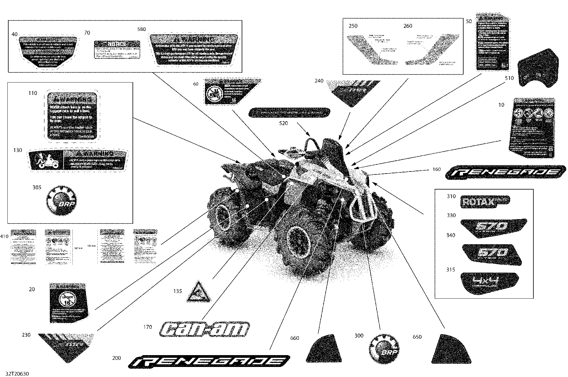 An Image of a Genuine Can-Am Parts Schematic Diagram showing the schematic - DECALS - X MR