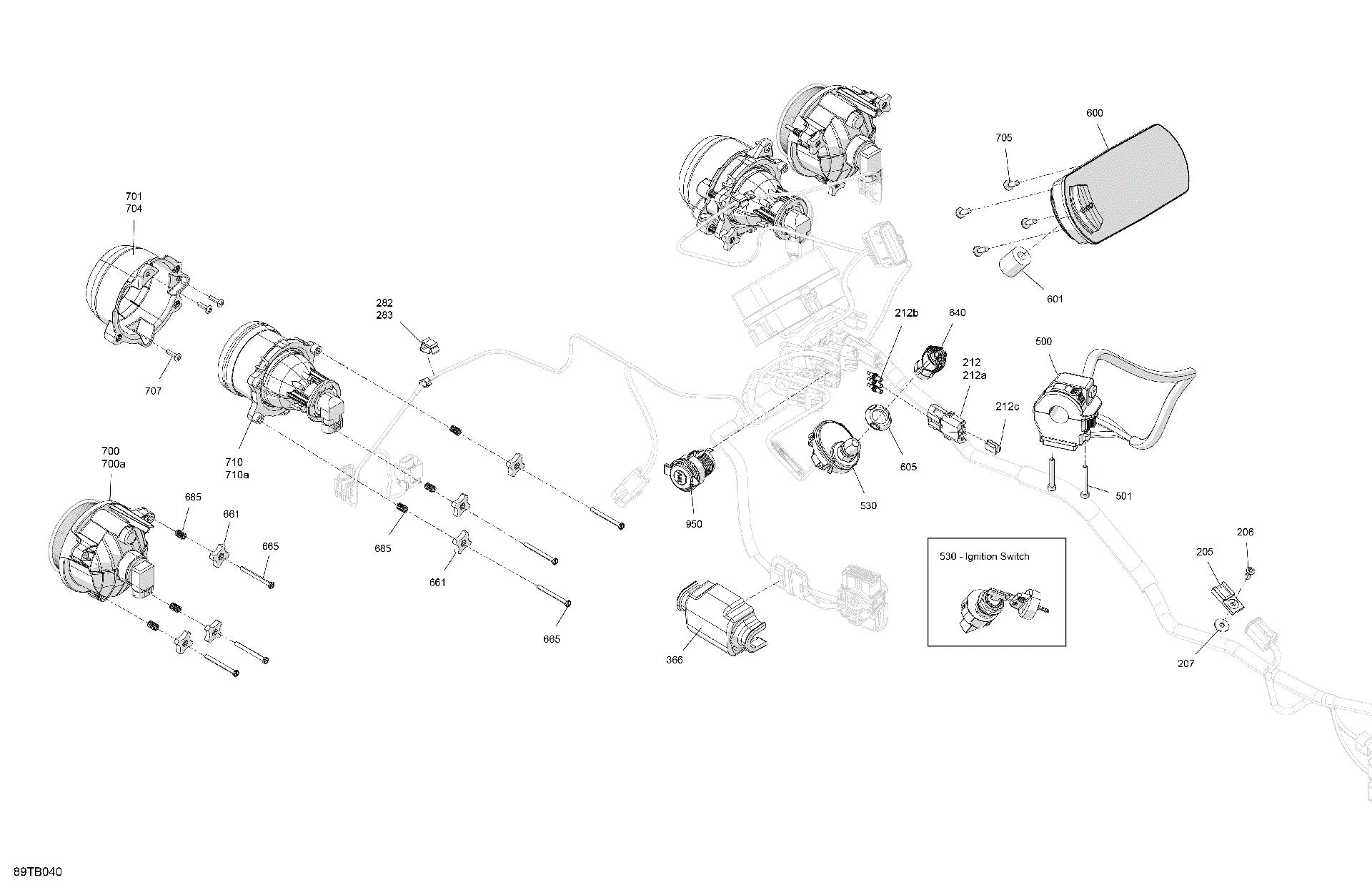 An Image of a Genuine Can-Am Parts Schematic Diagram showing the schematic - ELECTRIC - FRONT SECTION
