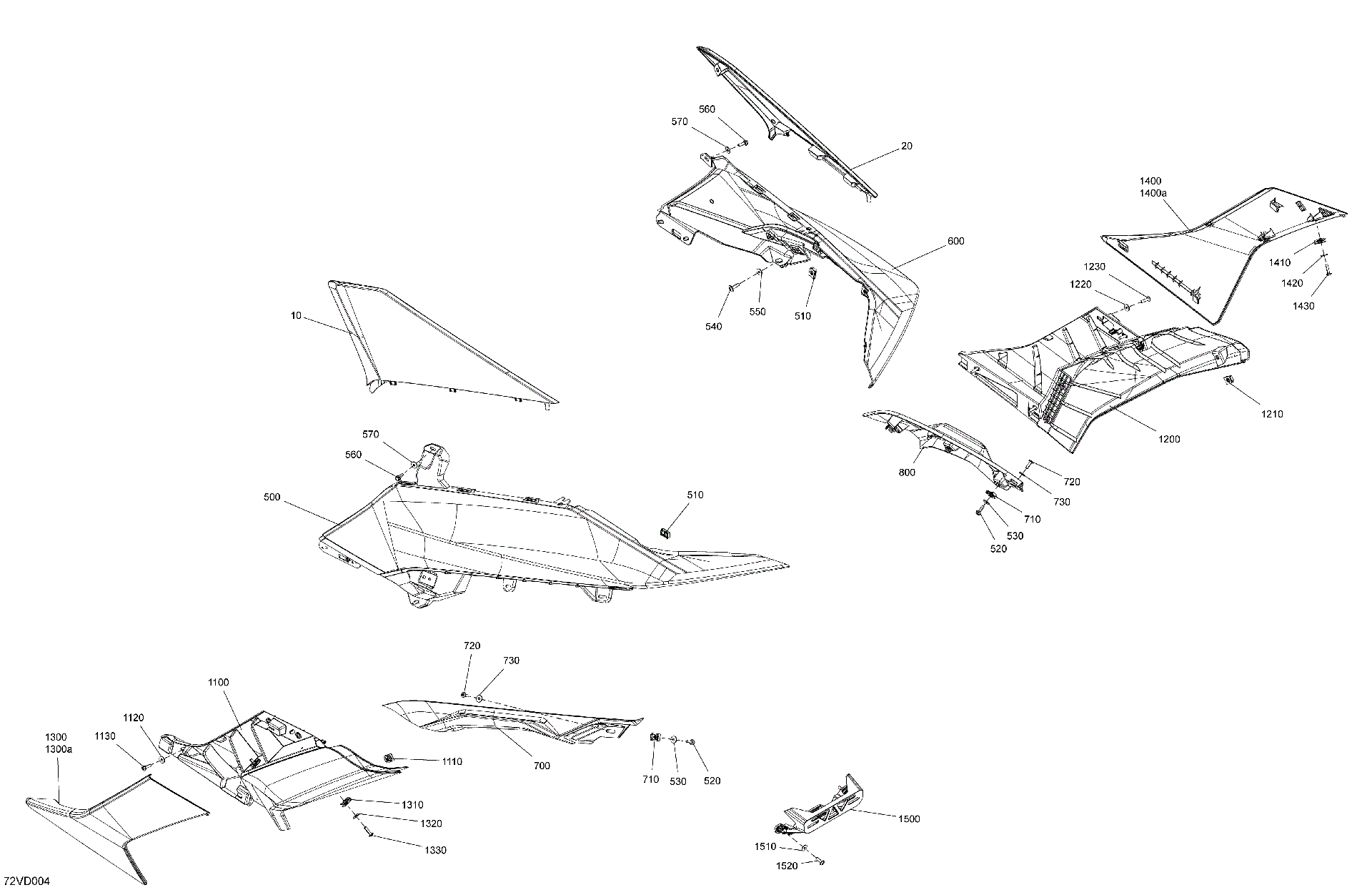 An Image of a Genuine Can-Am Parts Schematic Diagram showing the schematic - BODY - REAR SECTION