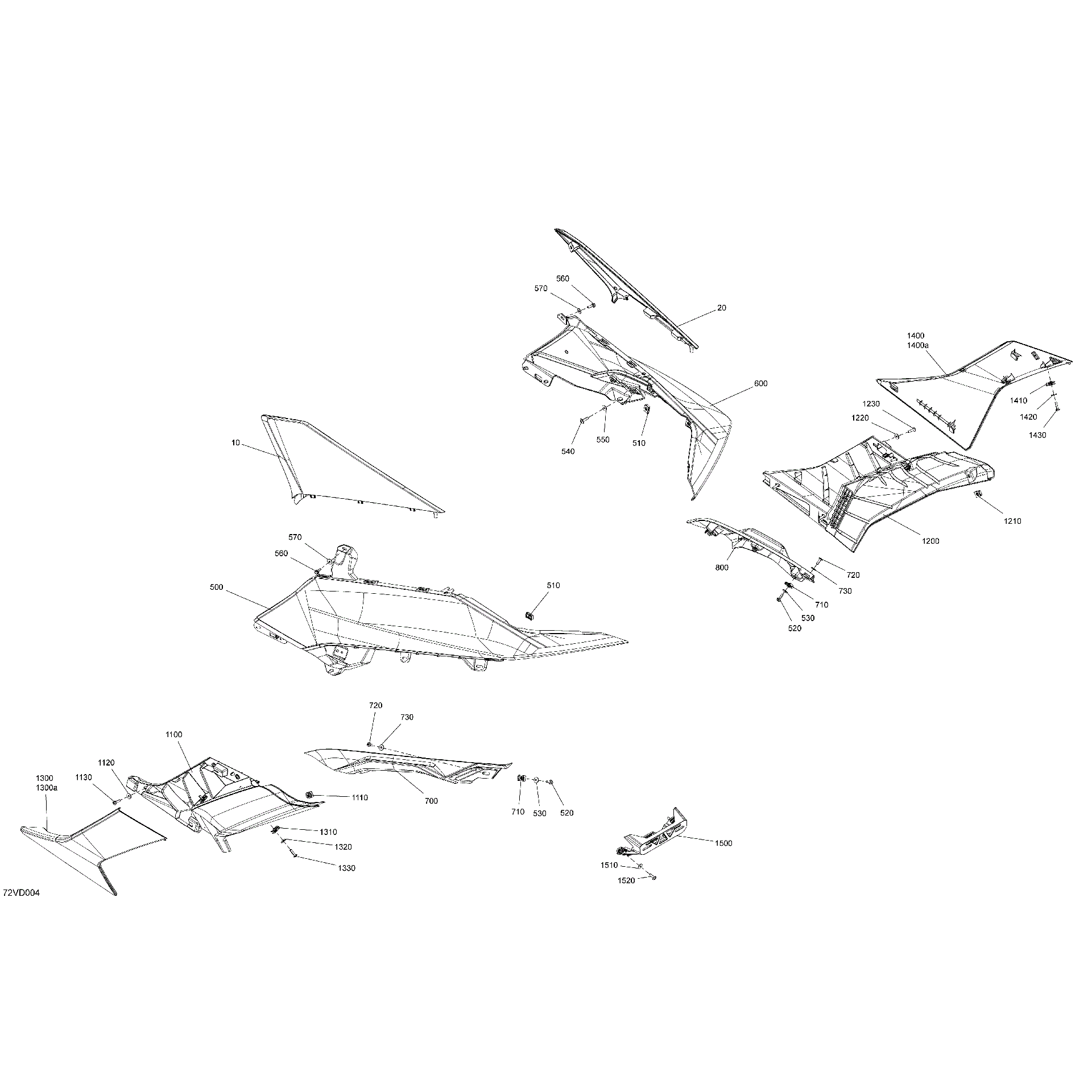 An Image of a Genuine Can-Am Parts Schematic Diagram showing the schematic - BODY - REAR SECTION