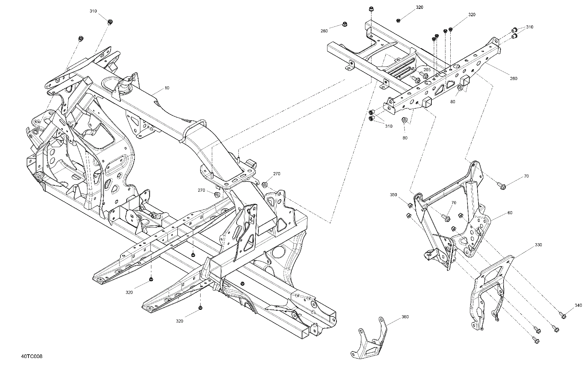 An Image of a Genuine Can-Am Parts Schematic Diagram showing the schematic - FRAME - SYSTEM