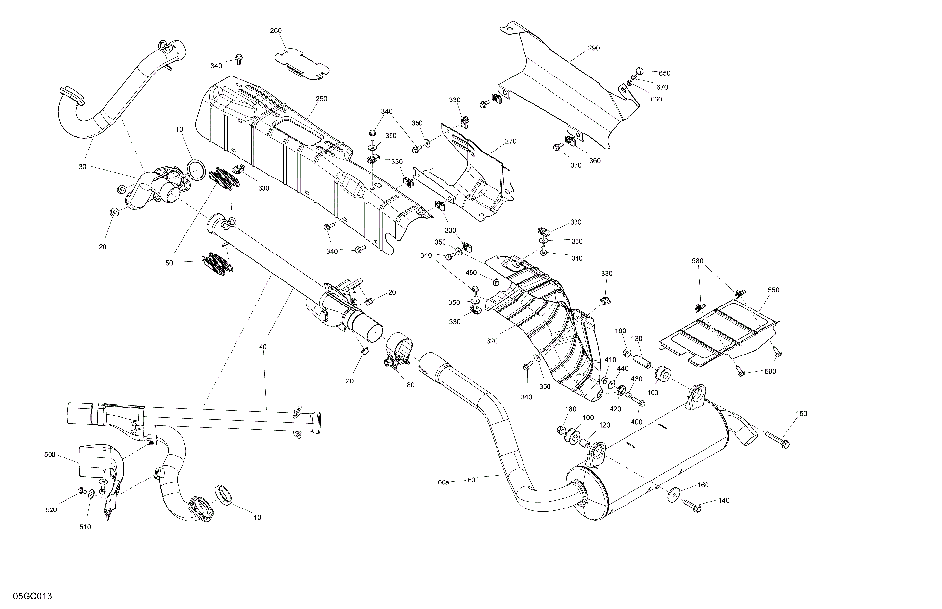 An Image of a Genuine Can-Am Parts Schematic Diagram showing the schematic - ENGINE - EXHAUST