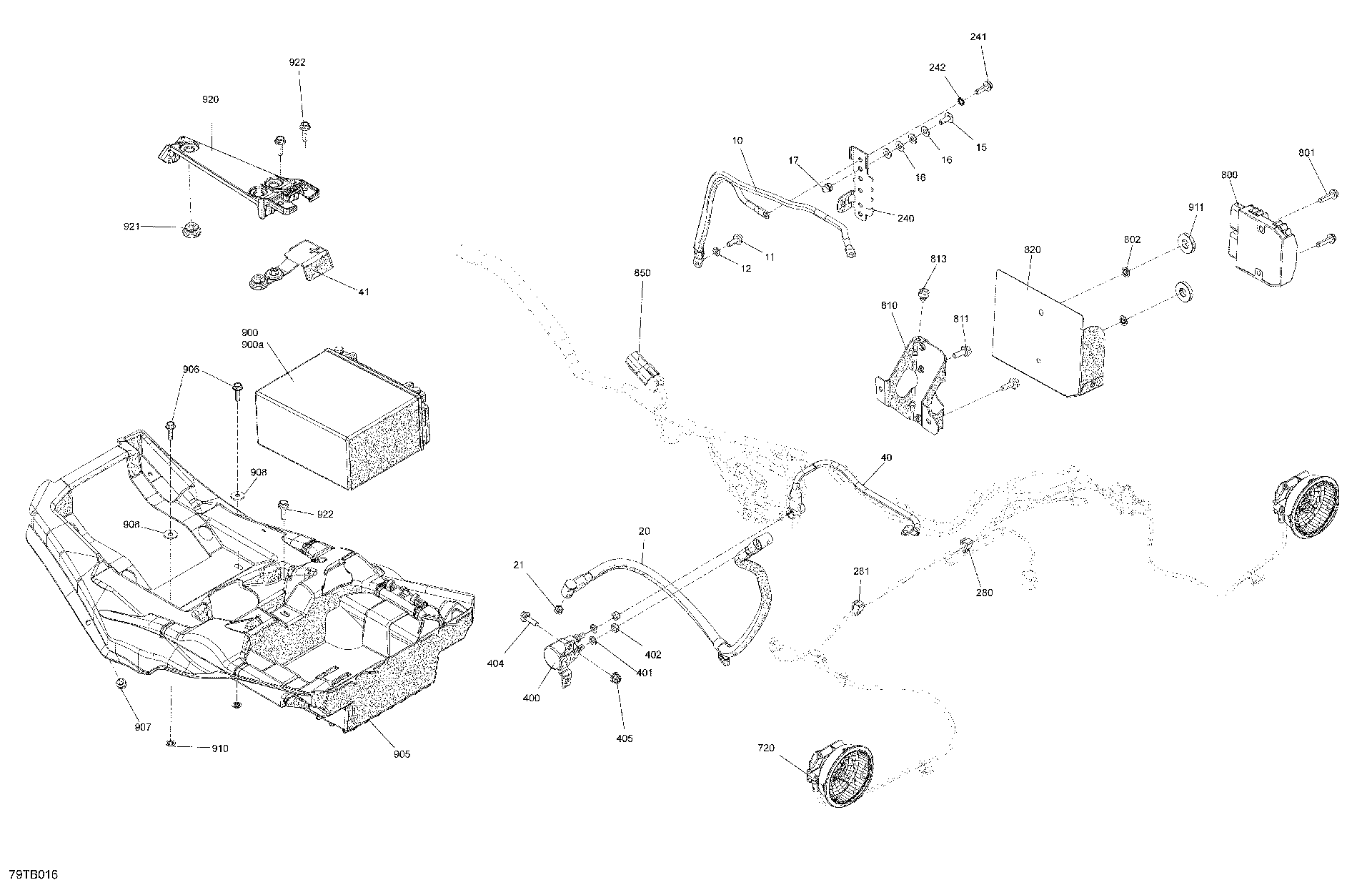 An Image of a Genuine Can-Am Parts Schematic Diagram showing the schematic - ELECTRIC - REAR SECTION
