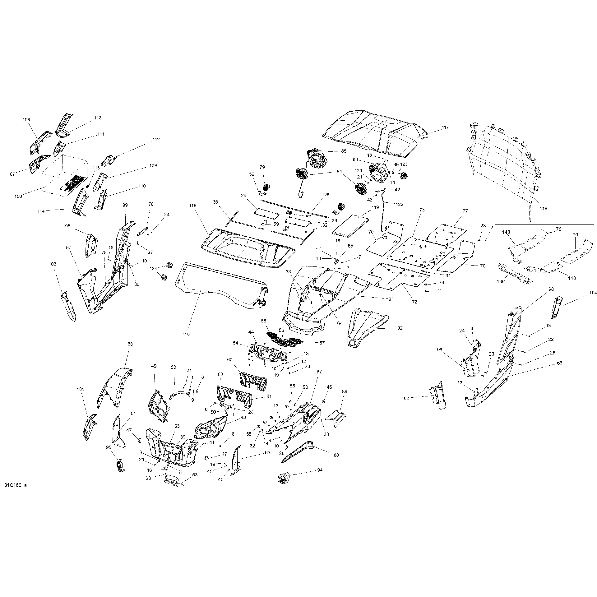 An Image of a Genuine Can-Am Parts Schematic Diagram showing the schematic - BODY AND ACCESSORIES