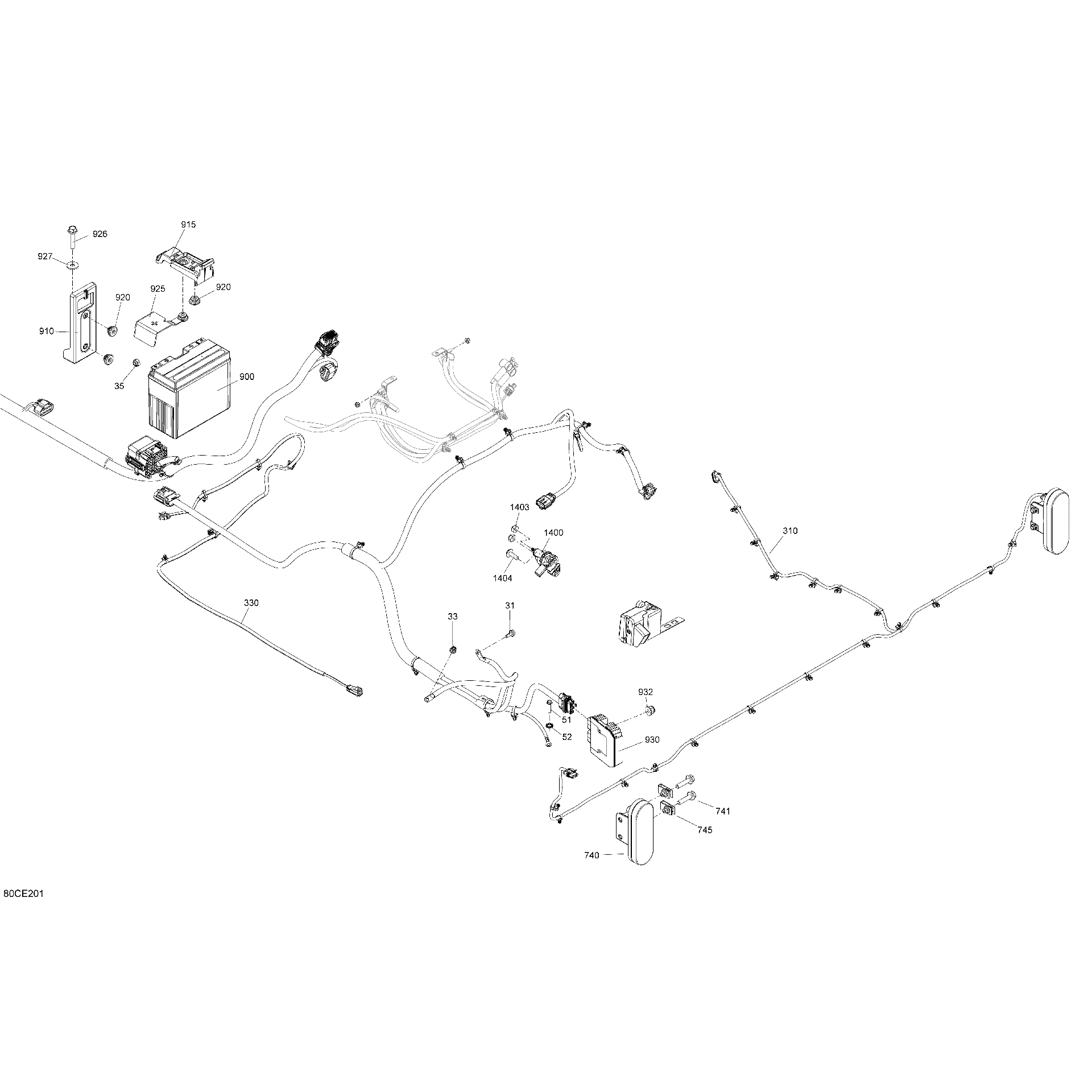 An Image of a Genuine Can-Am Parts Schematic Diagram showing the schematic - ELECTRIC - REAR SECTION