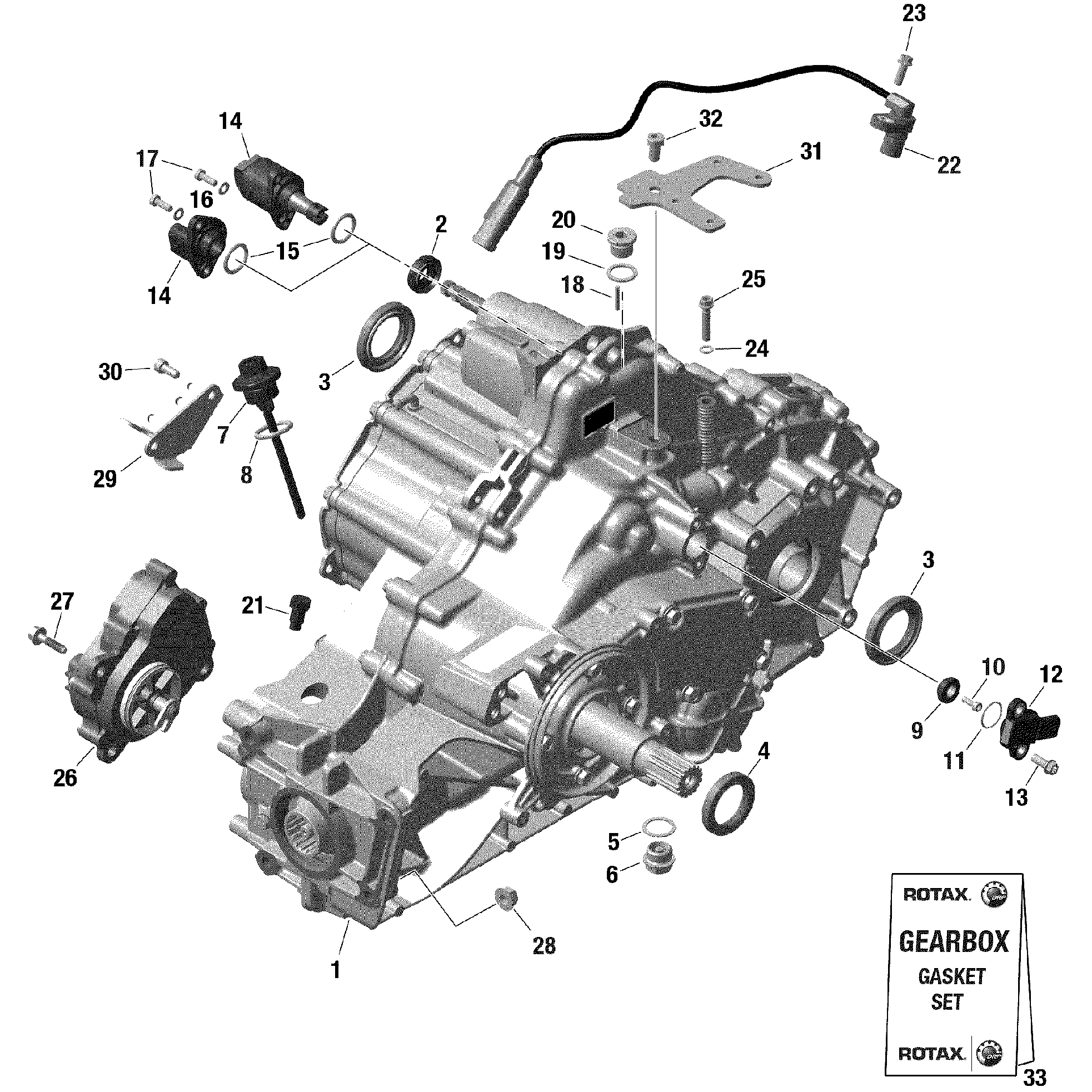 An Image of a Genuine Can-Am Parts Schematic Diagram showing the schematic - ROTAX - GEAR BOX AND COMPONENTS - 804