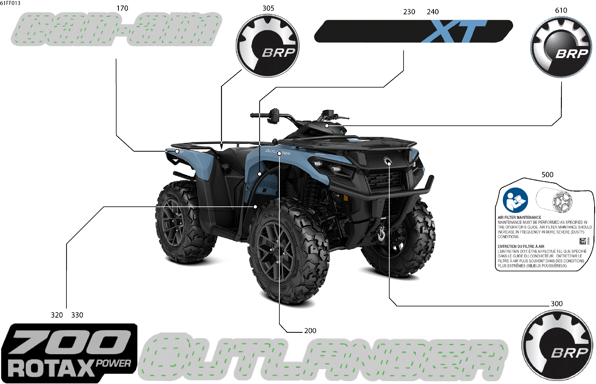 An Image of a Genuine Can-Am Parts Schematic Diagram showing the schematic - BODY - FEATURE DECALS