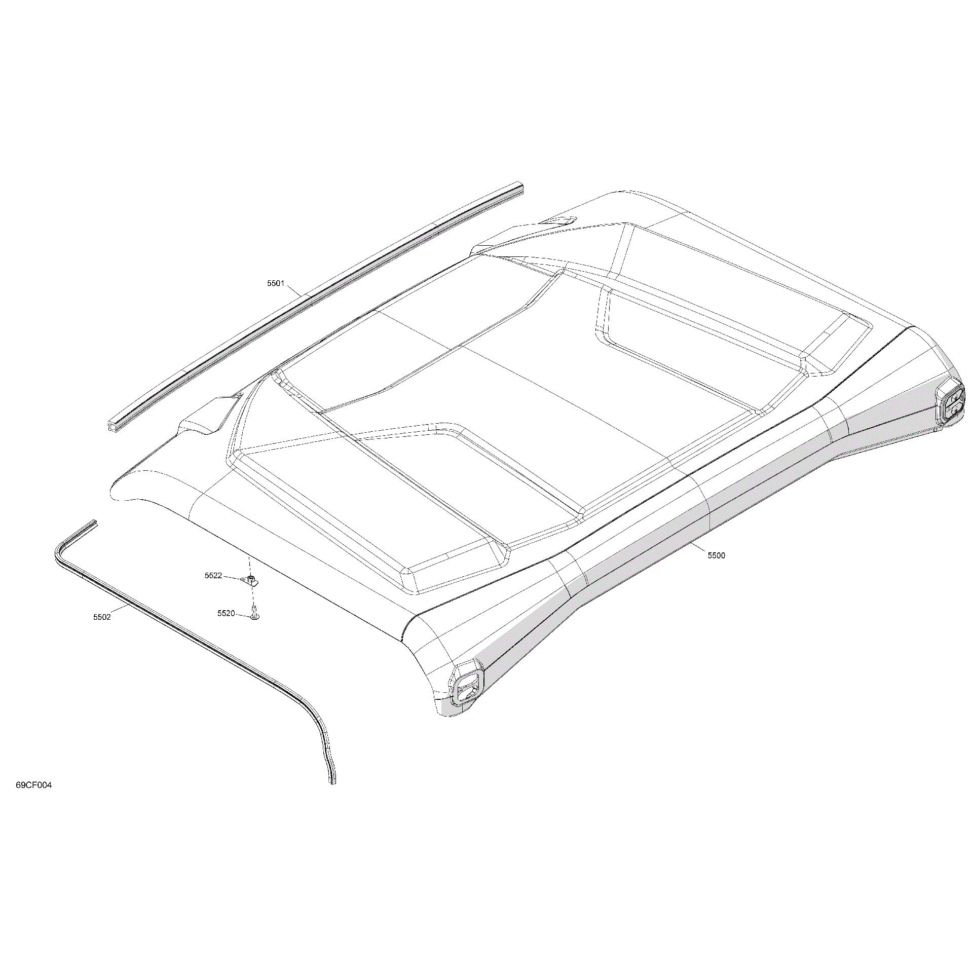 An Image of a Genuine Can-Am Parts Schematic Diagram showing the schematic - BODY - ROOF
