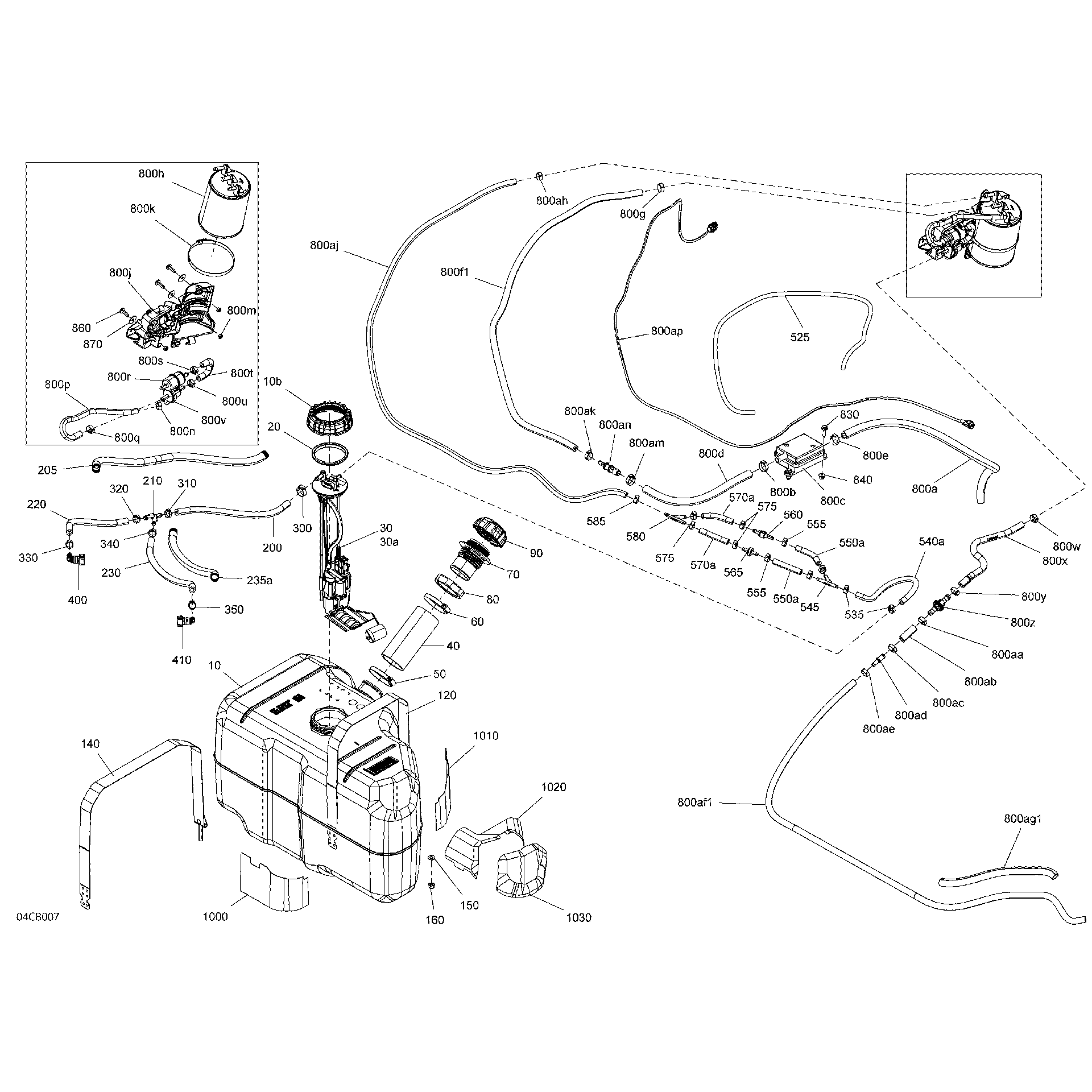 An Image of a Genuine Can-Am Parts Schematic Diagram showing the schematic - ENGINE - FUEL - EVAP