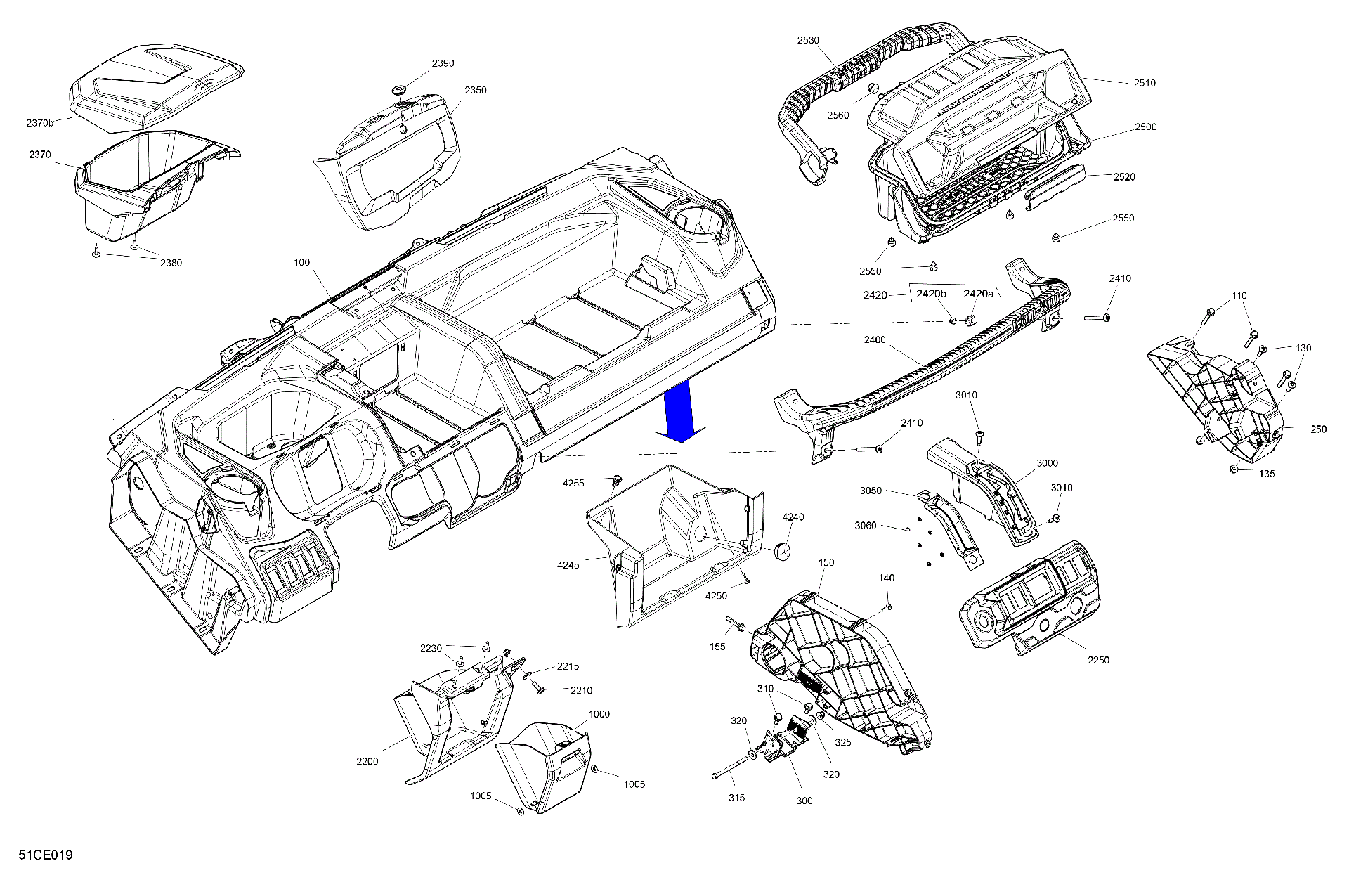 An Image of a Genuine Can-Am Parts Schematic Diagram showing the schematic - CAB INTERIOR - DASHBOARD