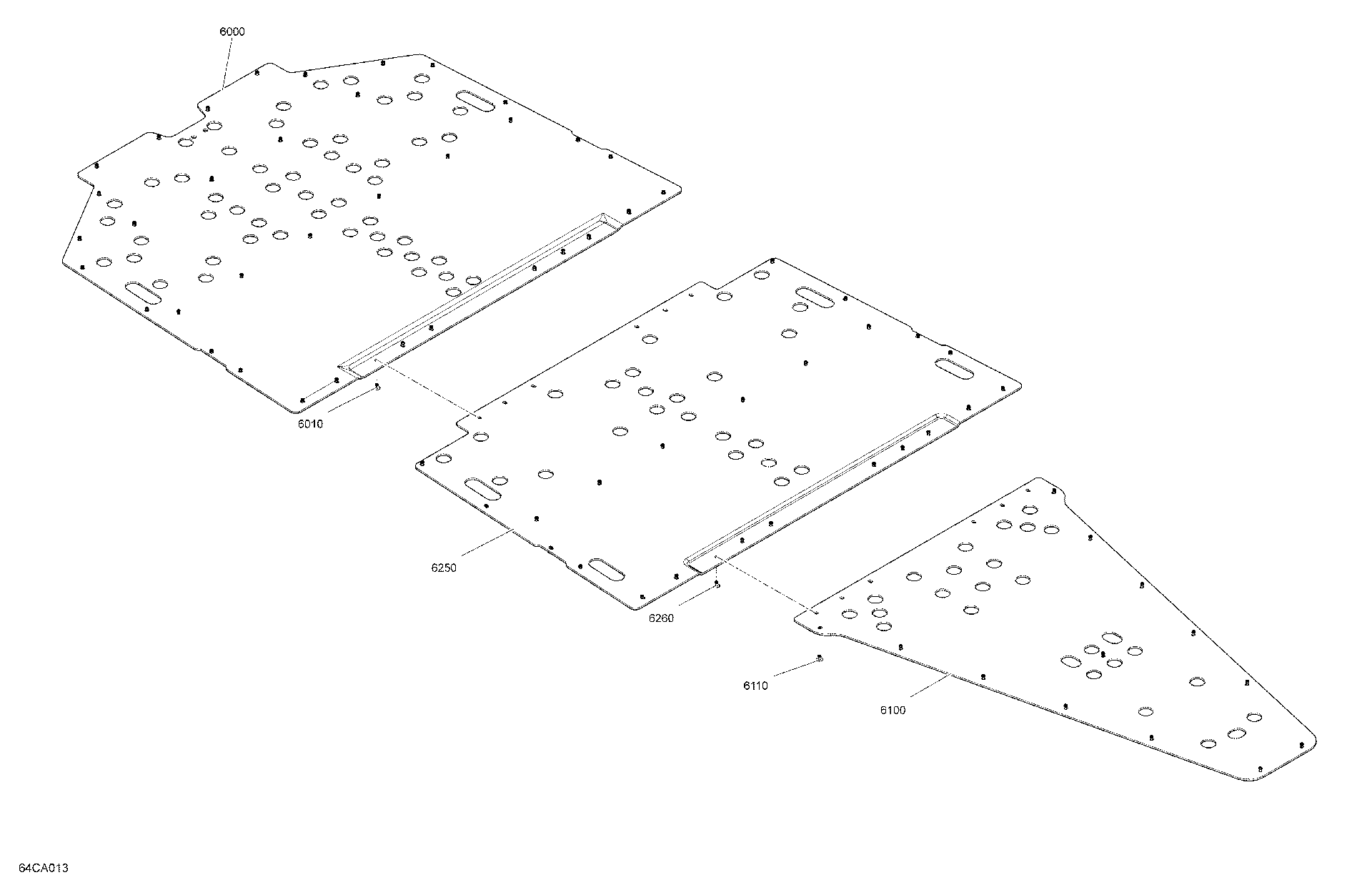 An Image of a Genuine Can-Am Parts Schematic Diagram showing the schematic - BODY - SKID PLATE - X DS