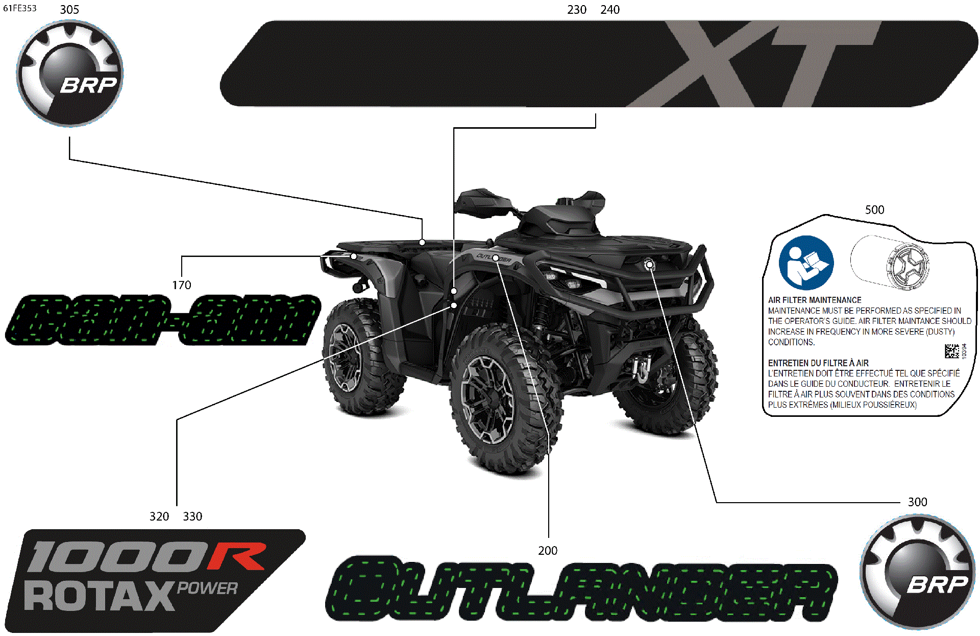 An Image of a Genuine Can-Am Parts Schematic Diagram showing the schematic - BODY - FEATURE DECALS