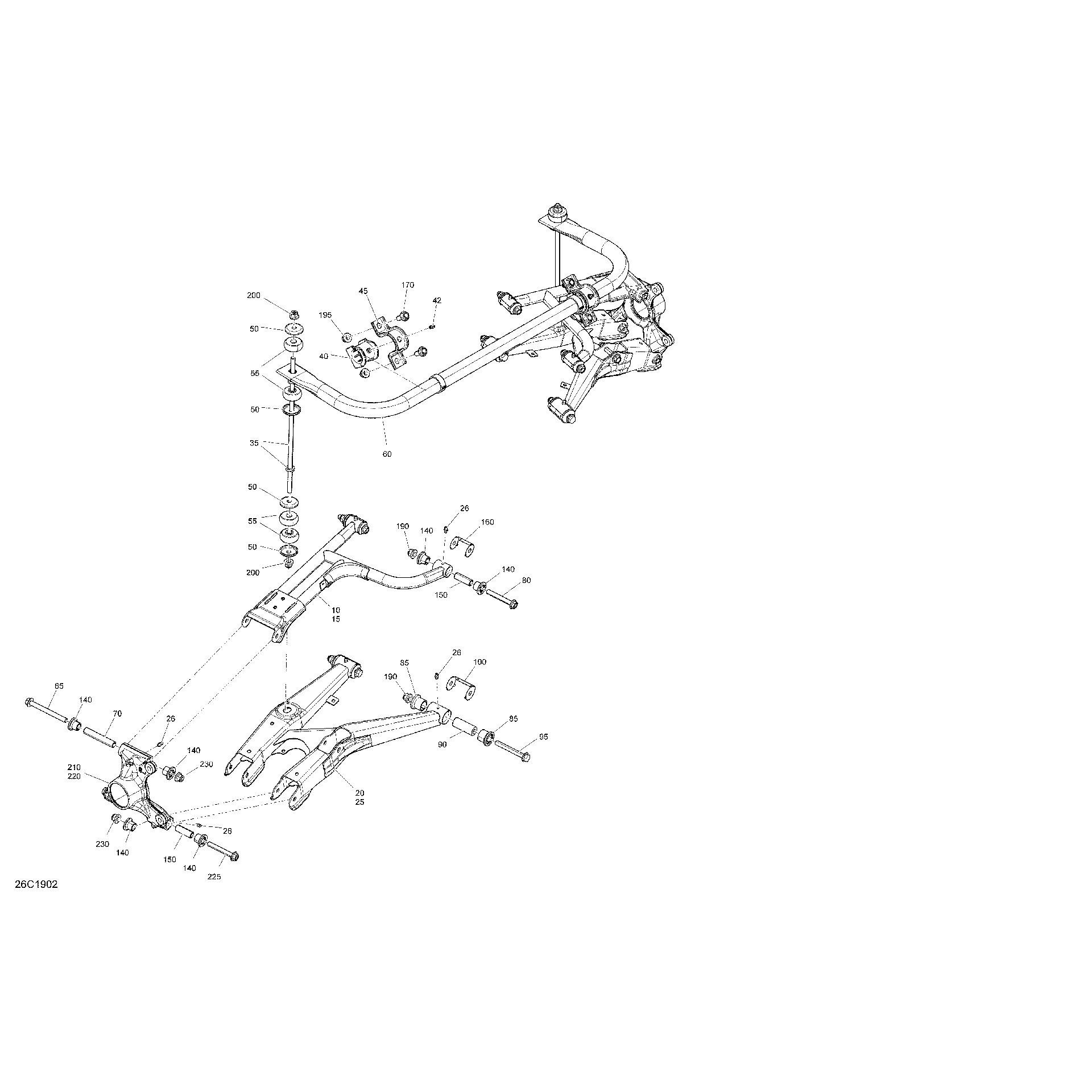 An Image of a Genuine Can-Am Parts Schematic Diagram showing the schematic - REAR SUSPENSION - HD10