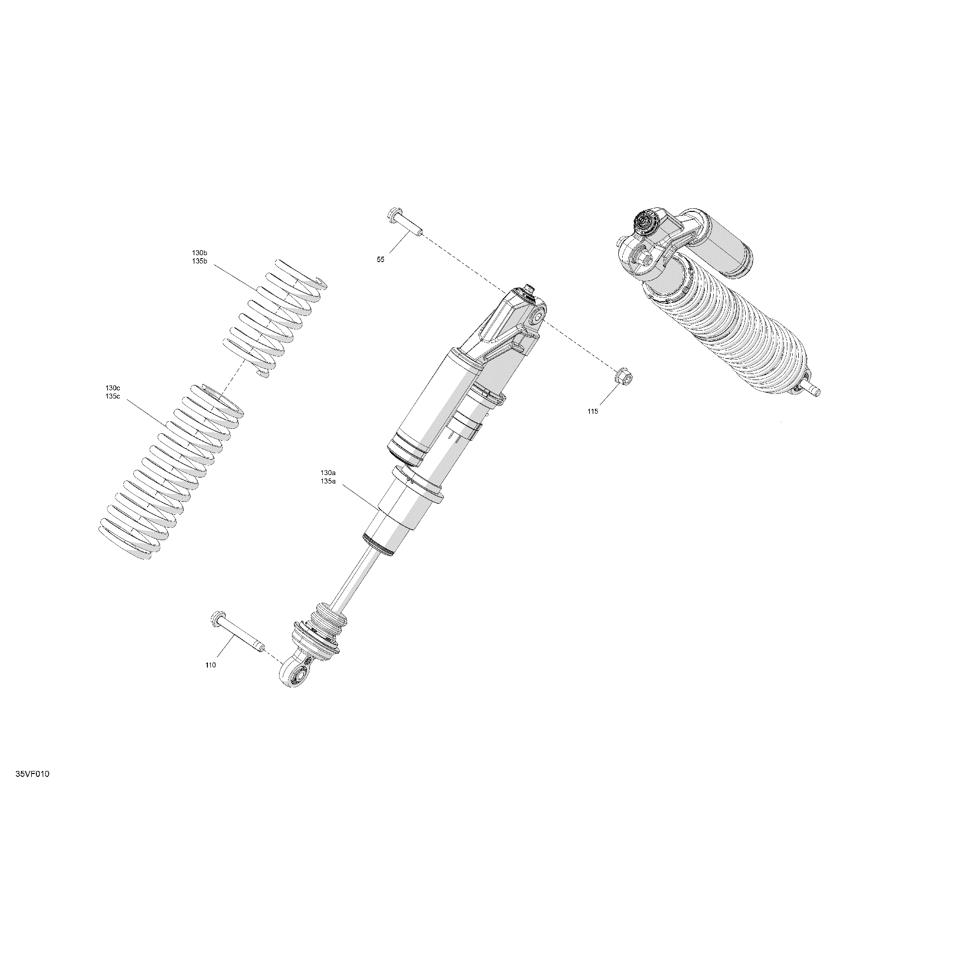 An Image of a Genuine Can-Am Parts Schematic Diagram showing the schematic - SUSPENSION - FRONT SHOCKS