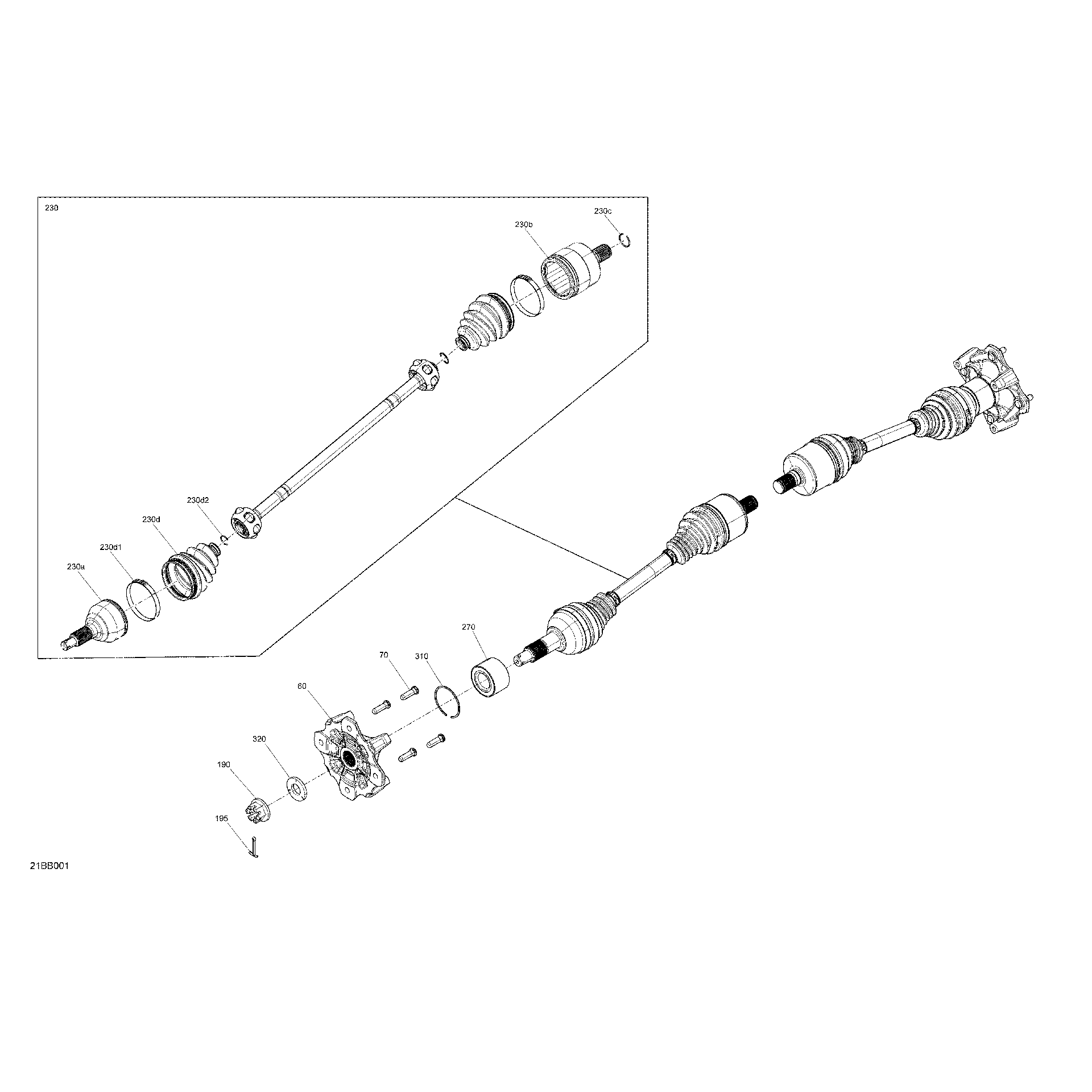 An Image of a Genuine Can-Am Parts Schematic Diagram showing the schematic - DRIVE - REAR - COMMON PARTS
