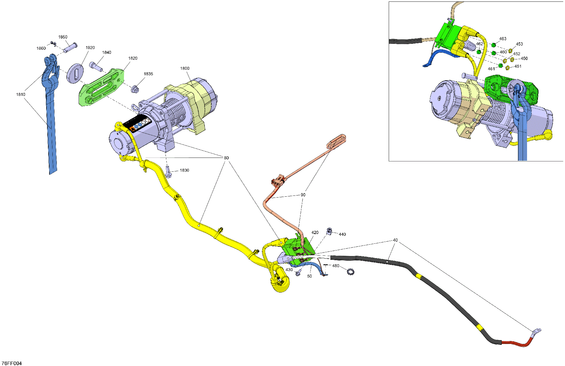 An Image of a Genuine Can-Am Parts Schematic Diagram showing the schematic - ELECTRIC - WINCH