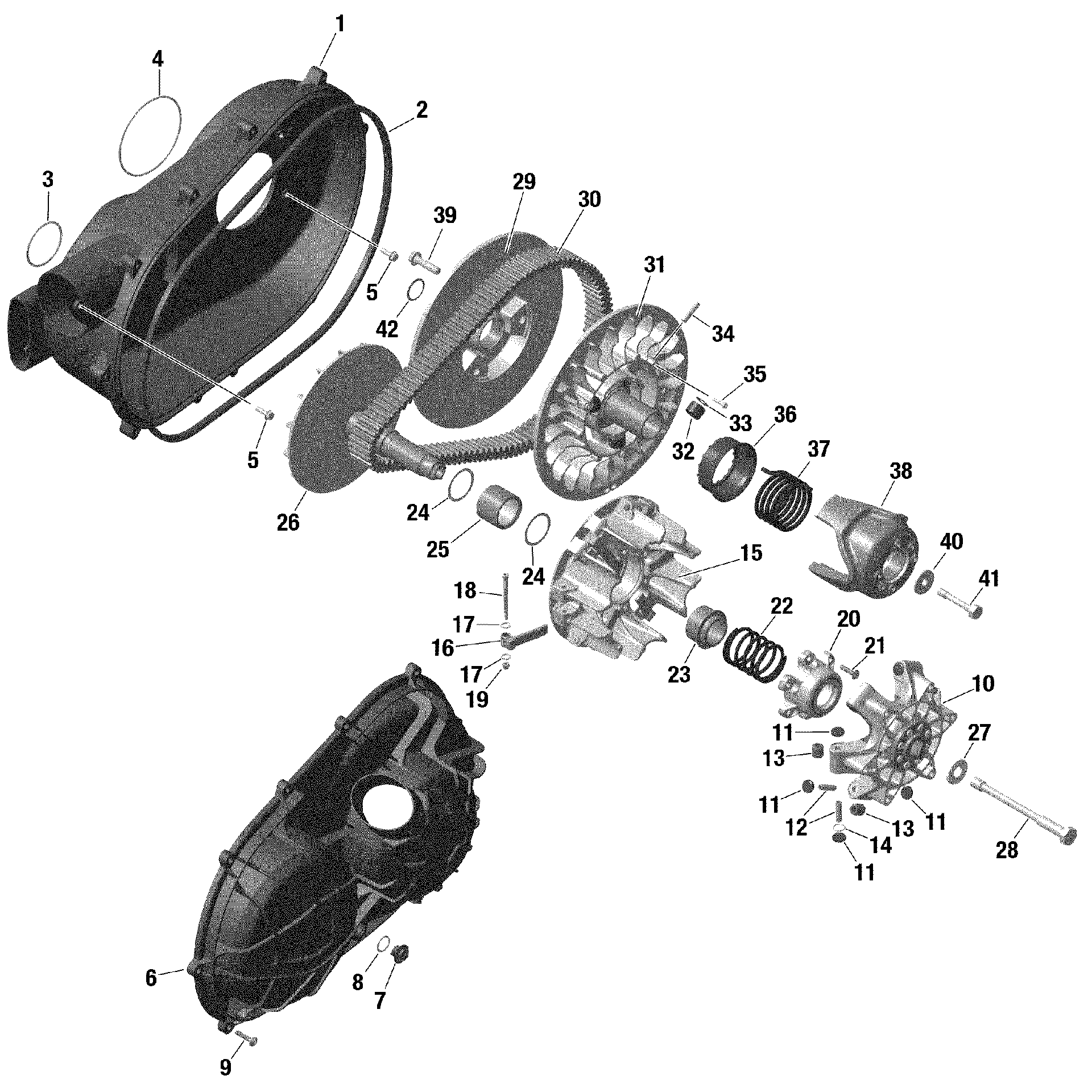 An Image of a Genuine Can-Am Parts Schematic Diagram showing the schematic - TRANSMISSION - 610