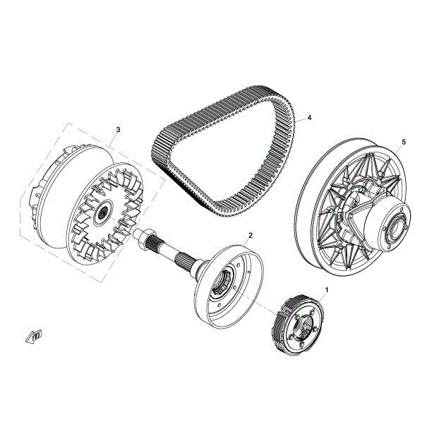 An Image of a Genuine CFMOTO Parts Schematic Diagram showing the schematic - CLUTCH AND CVT ASSY - 2016 CFMOTO ZFORCE 800 EX