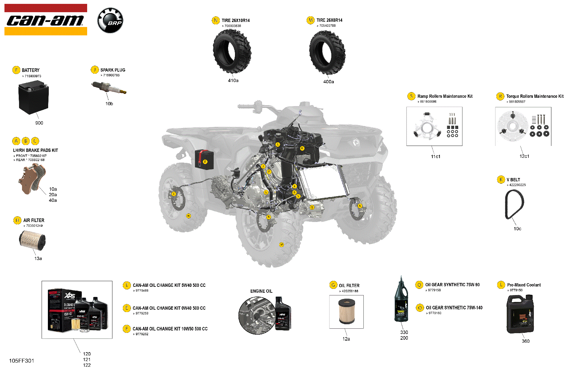 An Image of a Genuine Can-Am Parts Schematic Diagram showing the schematic - SERVICE - MAINTENANCE PARTS & FLUIDS