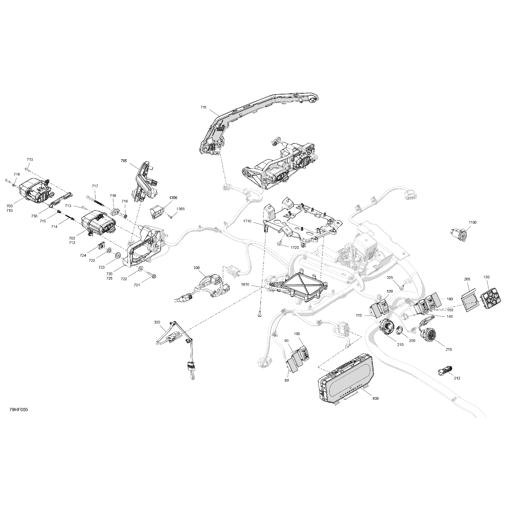 An Image of a Genuine Can-Am Parts Schematic Diagram showing the schematic - ELECTRIC - FRONT SECTION