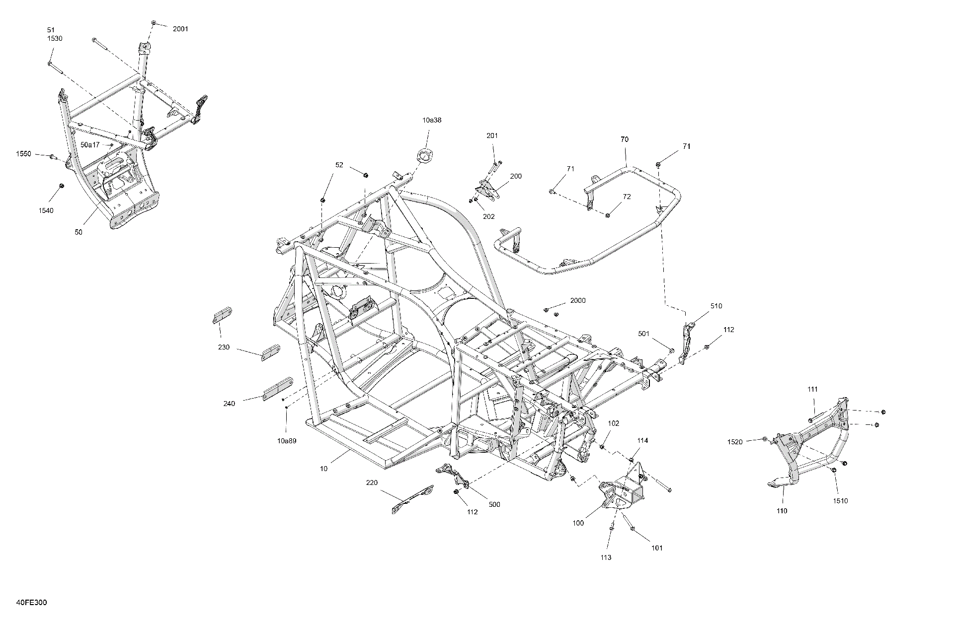 An Image of a Genuine Can-Am Parts Schematic Diagram showing the schematic - FRAME - SYSTEM