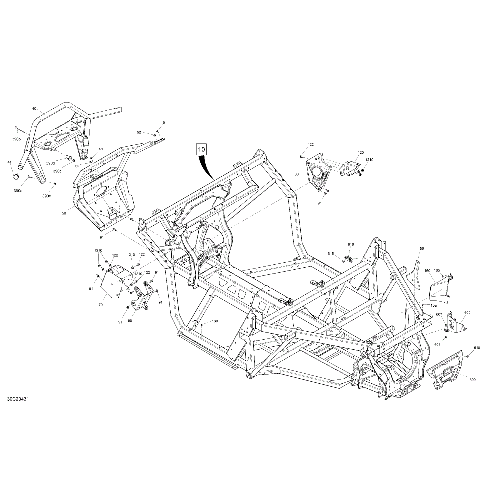 An Image of a Genuine Can-Am Parts Schematic Diagram showing the schematic - FRAME - CAB