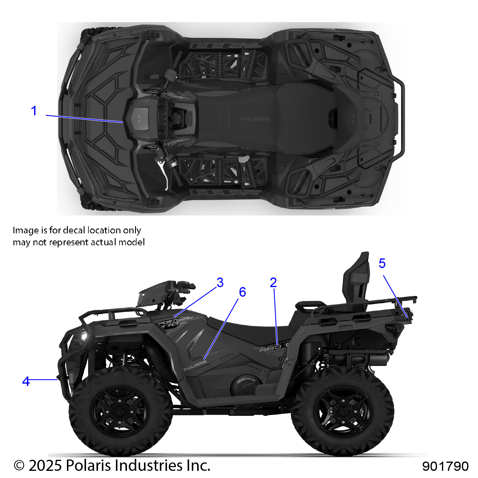 An Image of a Genuine Polaris Parts Schematic Diagram showing the schematic - BODY: DECALS GRAPHIC - 2026 POLARIS SPORTSMAN TOURING 570