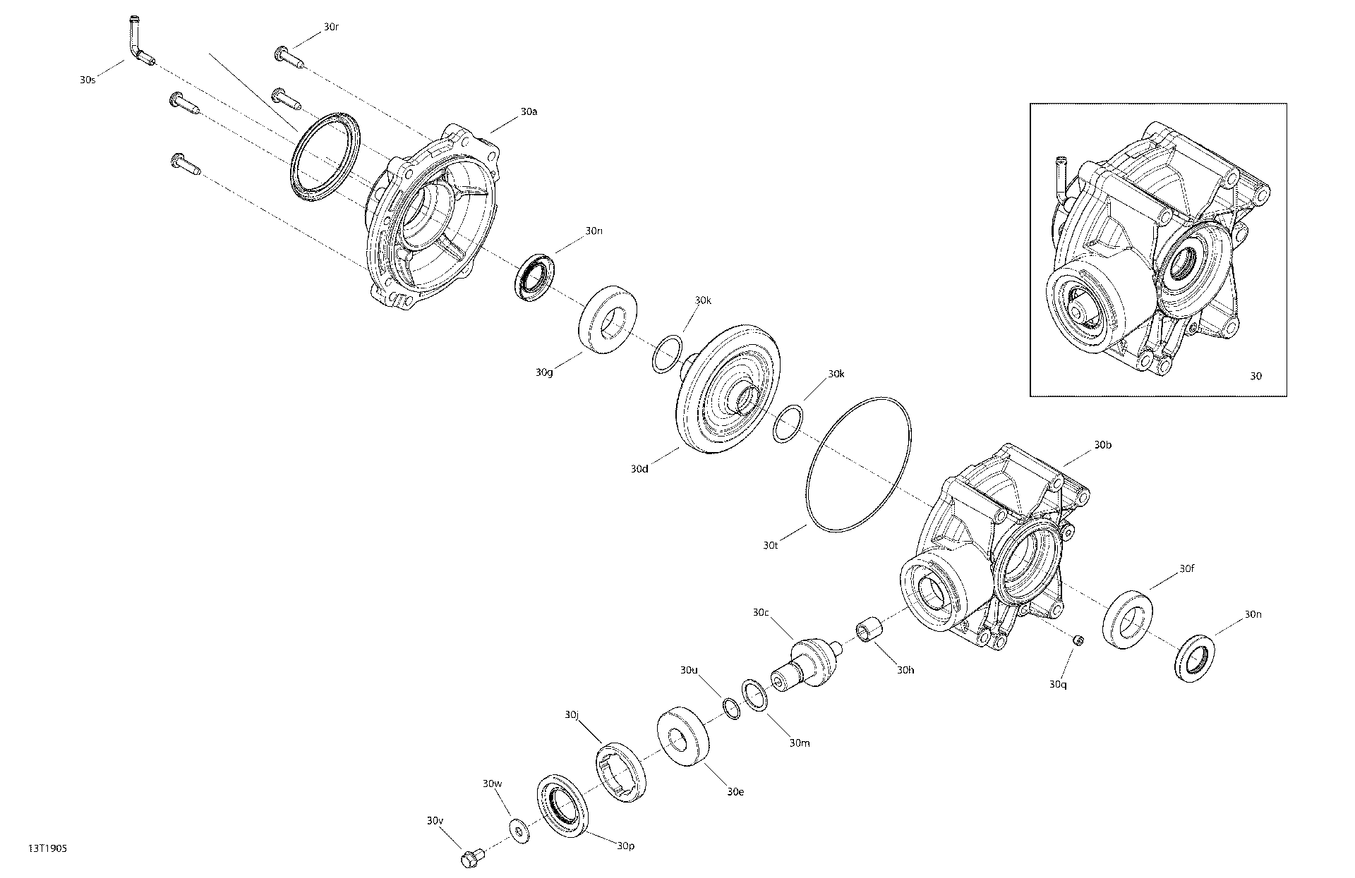 An Image of a Genuine Can-Am Parts Schematic Diagram showing the schematic - DRIVE REAR RENEGADE - REAR DIFFERENTIAL - EXCEPT PACKAGE X MR 1000R