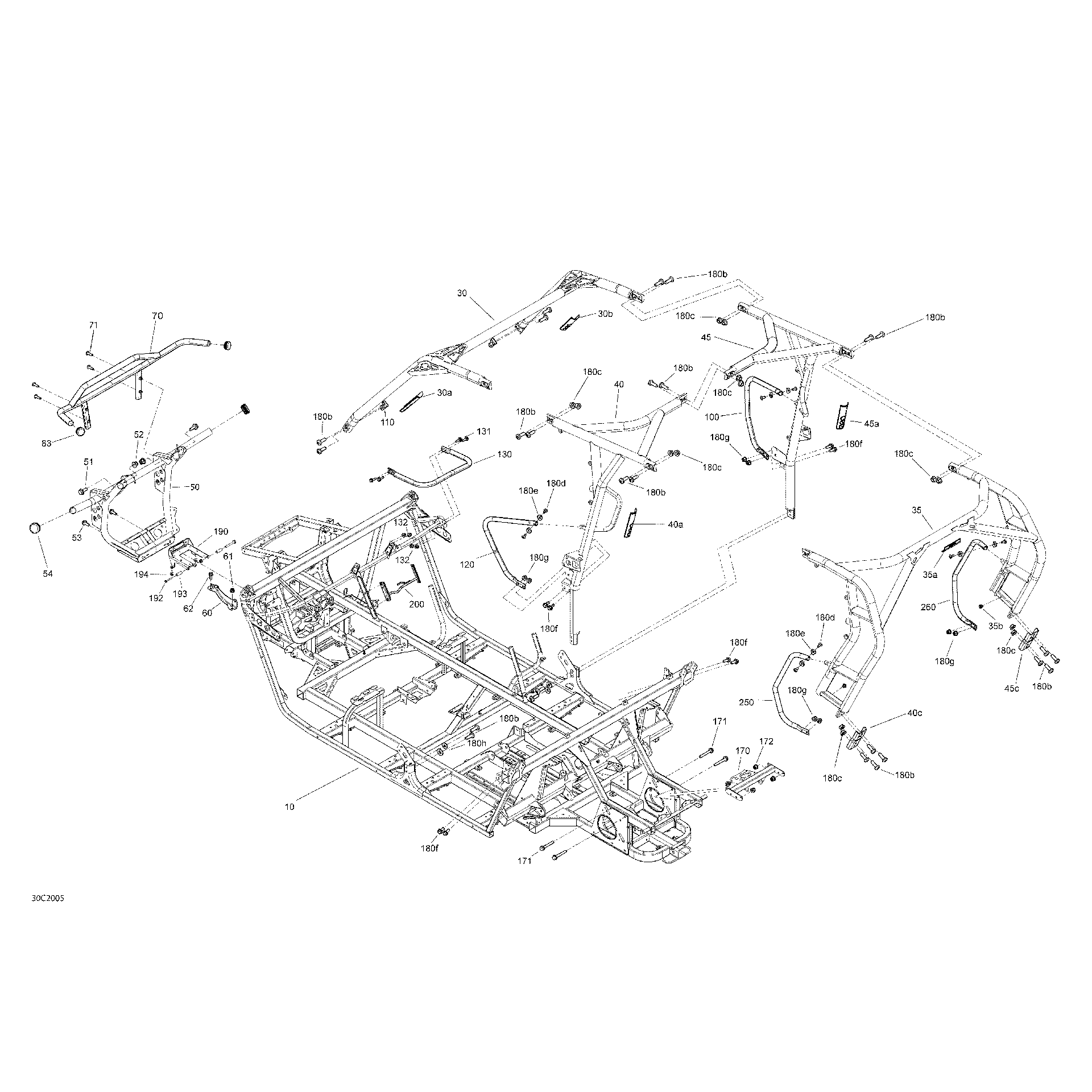 An Image of a Genuine Can-Am Parts Schematic Diagram showing the schematic - FRAME