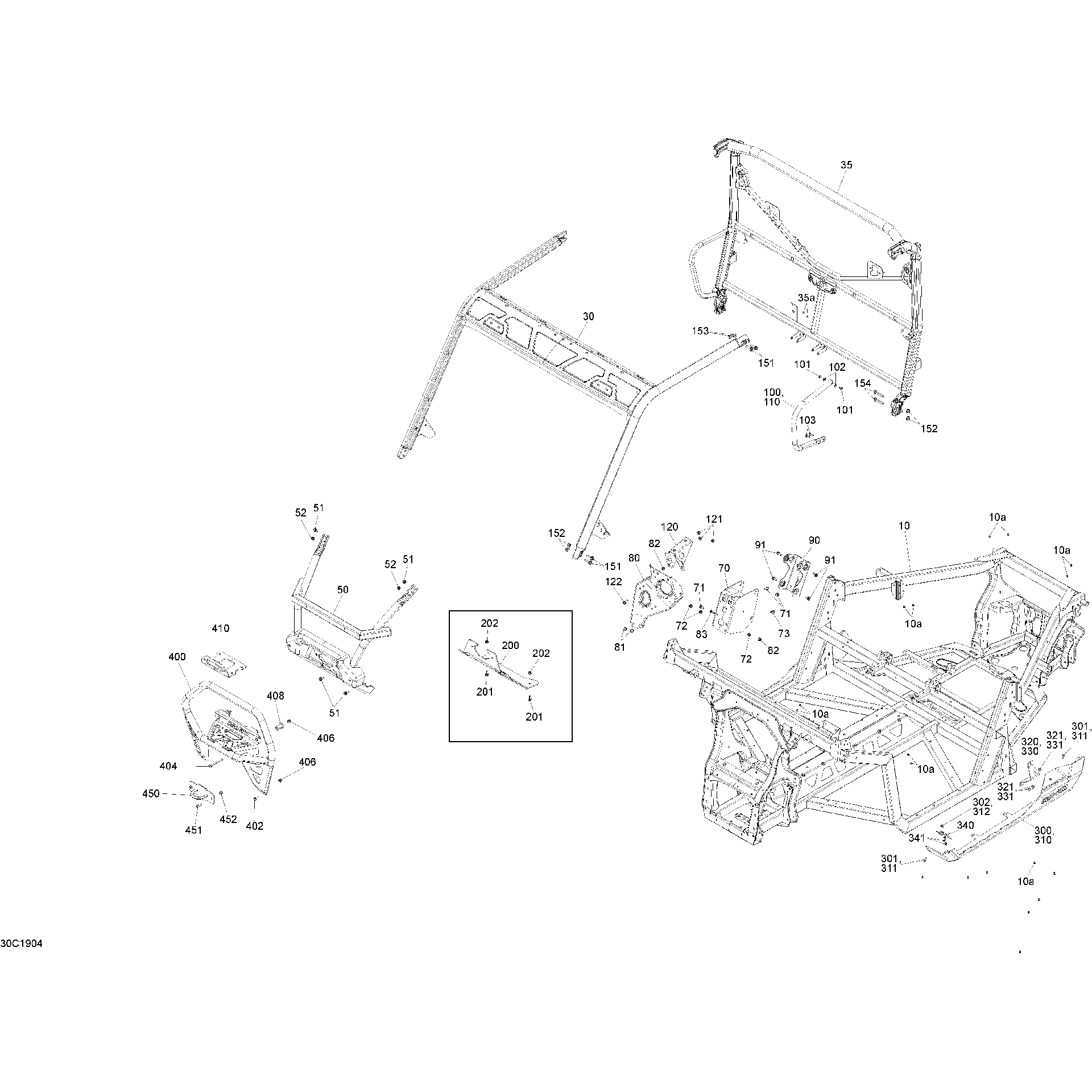 An Image of a Genuine Can-Am Parts Schematic Diagram showing the schematic - FRAME - NORTH AMERICA