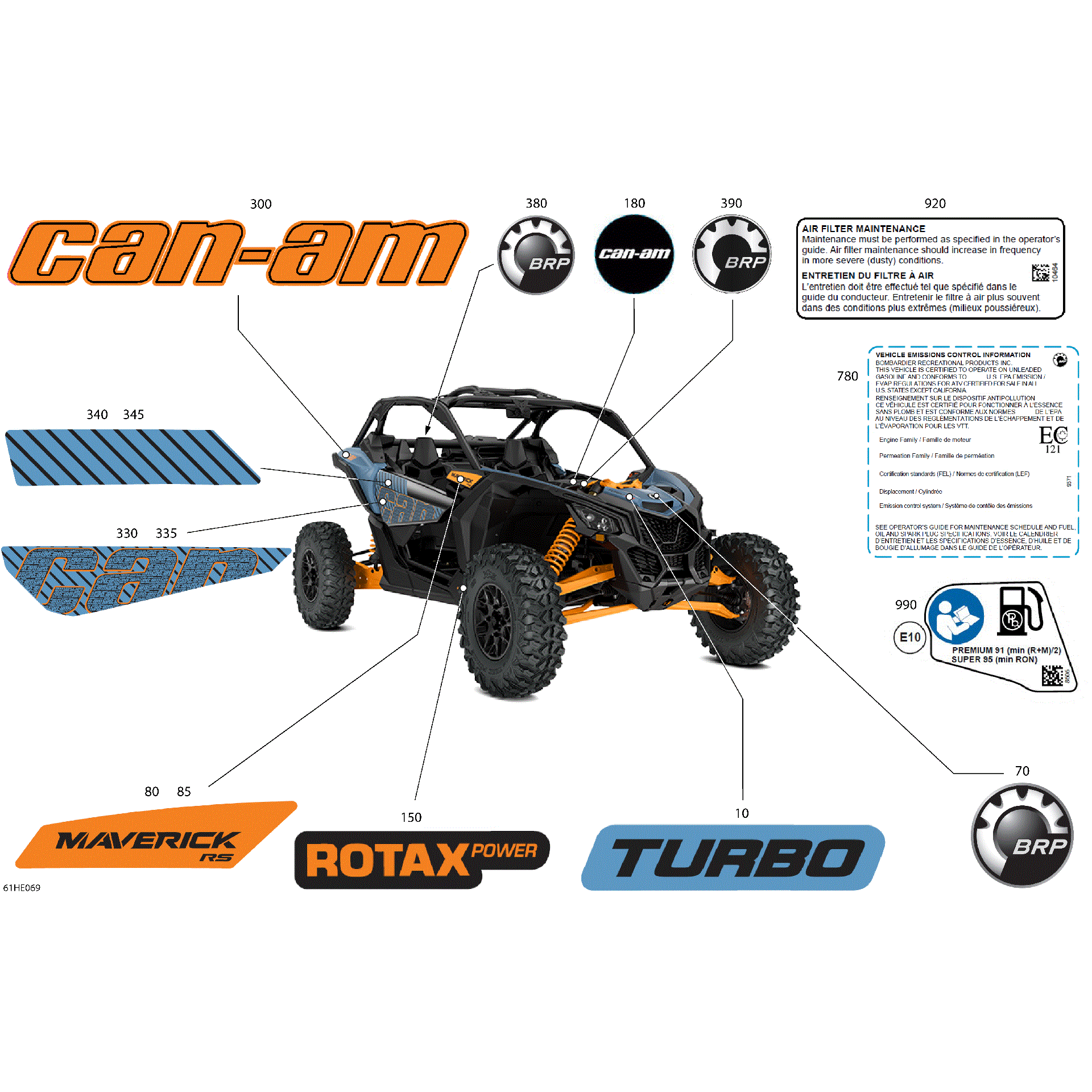 An Image of a Genuine Can-Am Parts Schematic Diagram showing the schematic - BODY - DECALS