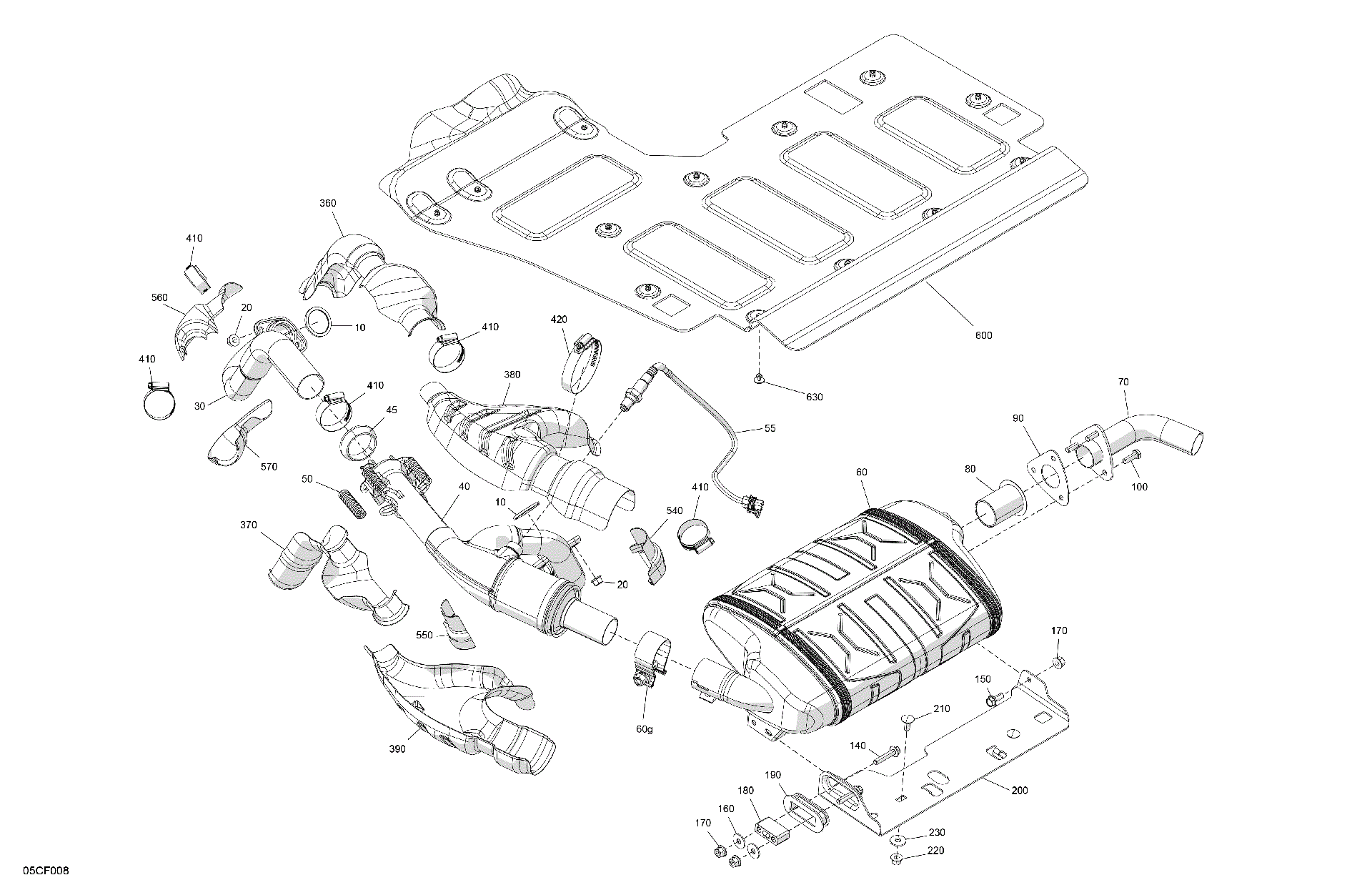 An Image of a Genuine Can-Am Parts Schematic Diagram showing the schematic - ENGINE - EXHAUST