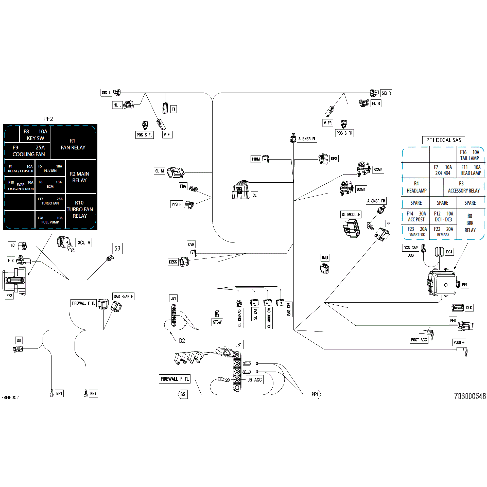 An Image of a Genuine Can-Am Parts Schematic Diagram showing the schematic - ELECTRIC - MAIN HARNESS - 710009871