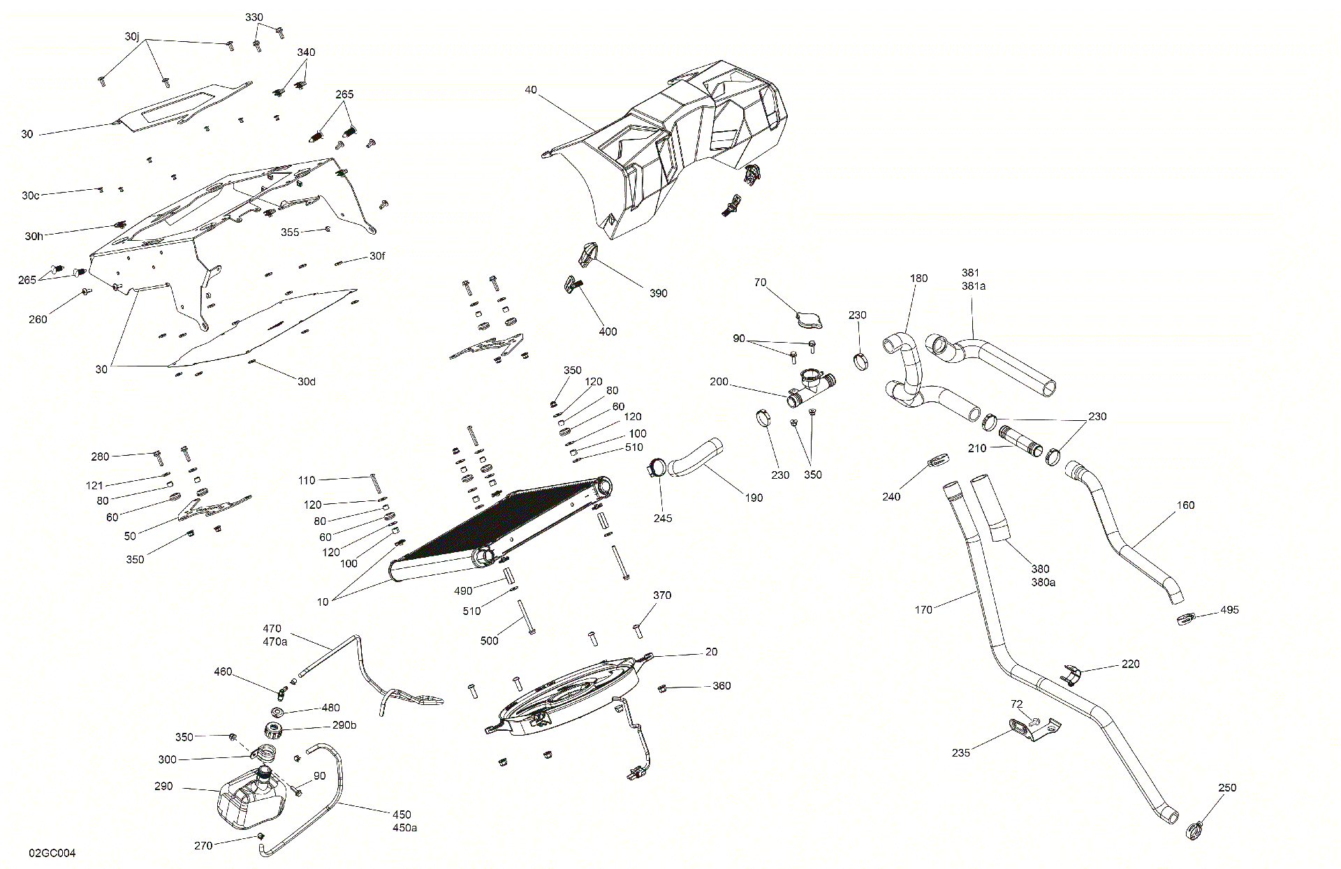 An Image of a Genuine Can-Am Parts Schematic Diagram showing the schematic - ENGINE - COOLING