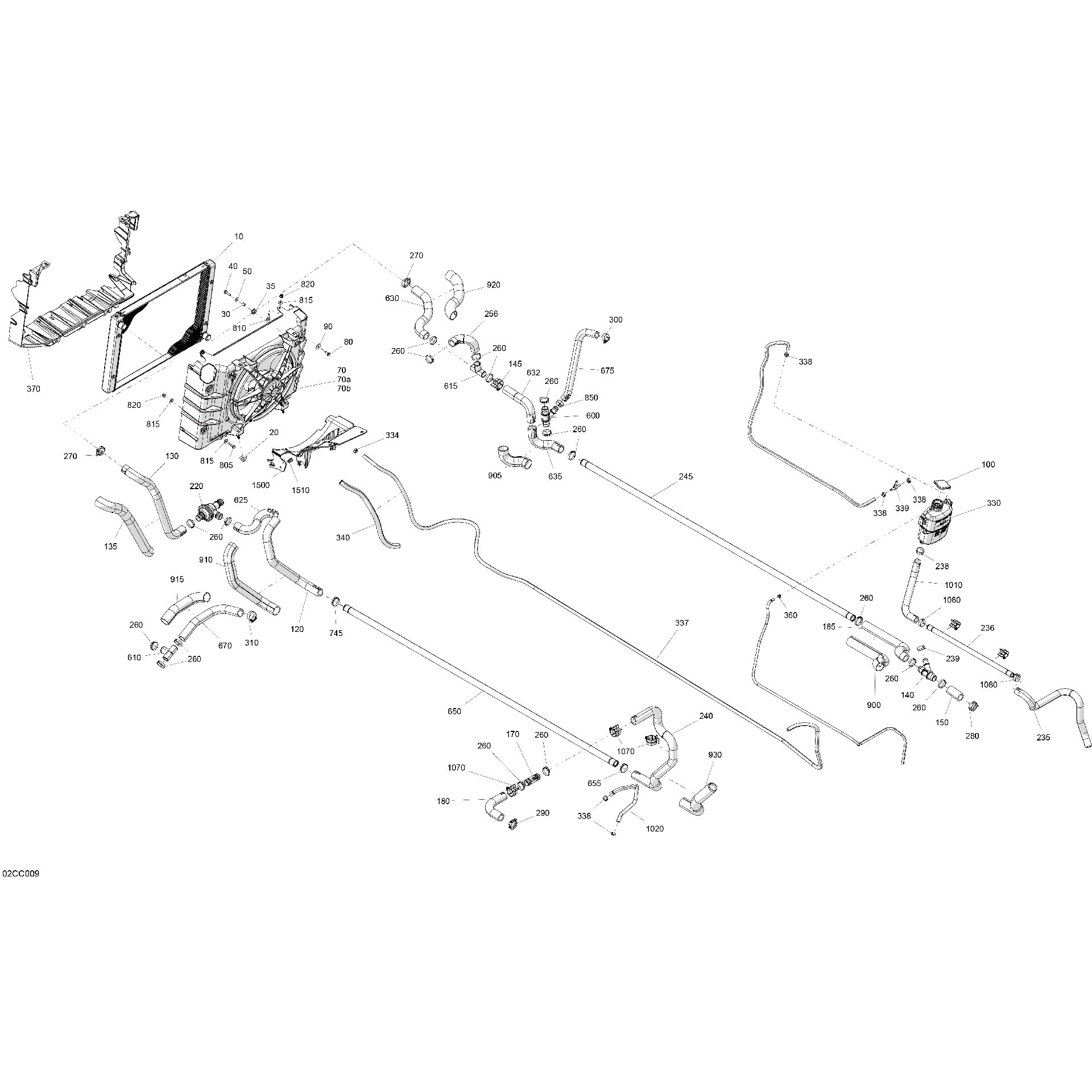 An Image of a Genuine Can-Am Parts Schematic Diagram showing the schematic - ENGINE - COOLING