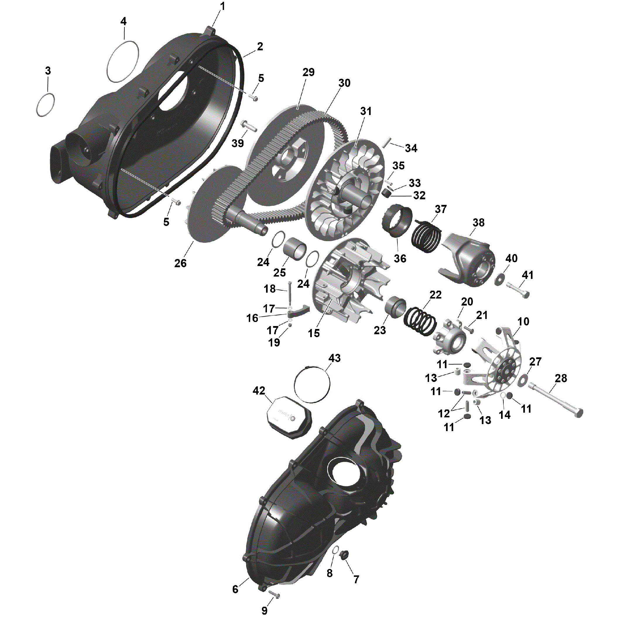 An Image of a Genuine Can-Am Parts Schematic Diagram showing the schematic - ROTAX - CVT