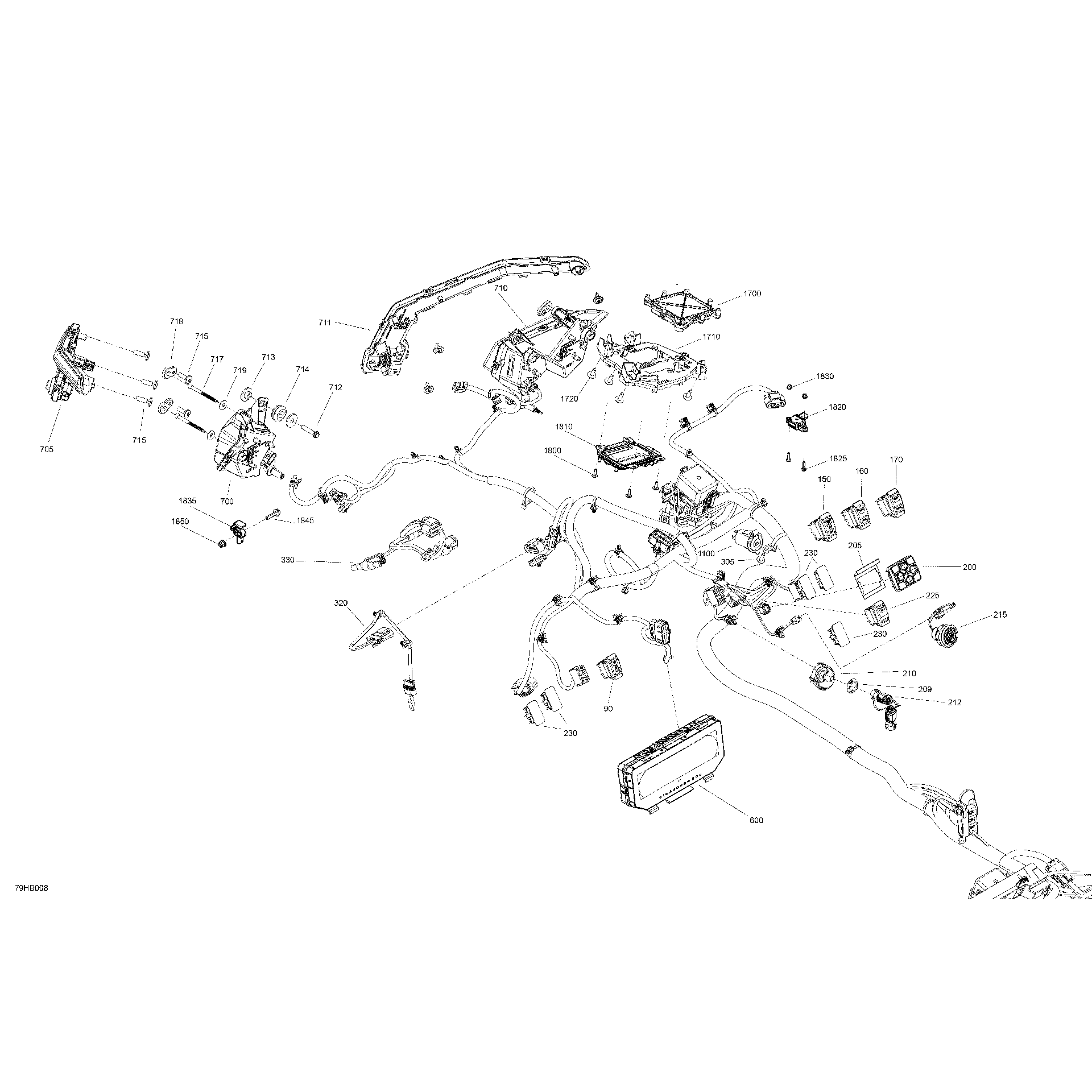 An Image of a Genuine Can-Am Parts Schematic Diagram showing the schematic - ELECTRIC - FRONT SECTION