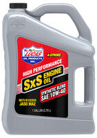 A gray 1-gallon jug of Lucas Oil SxS UTV/ATV Semi Synthetic Engine Oil 10W40, ideal for SXS and ATV use, SAE 10W-40, JASO MA2 rated, features a red and yellow label with a black cap.