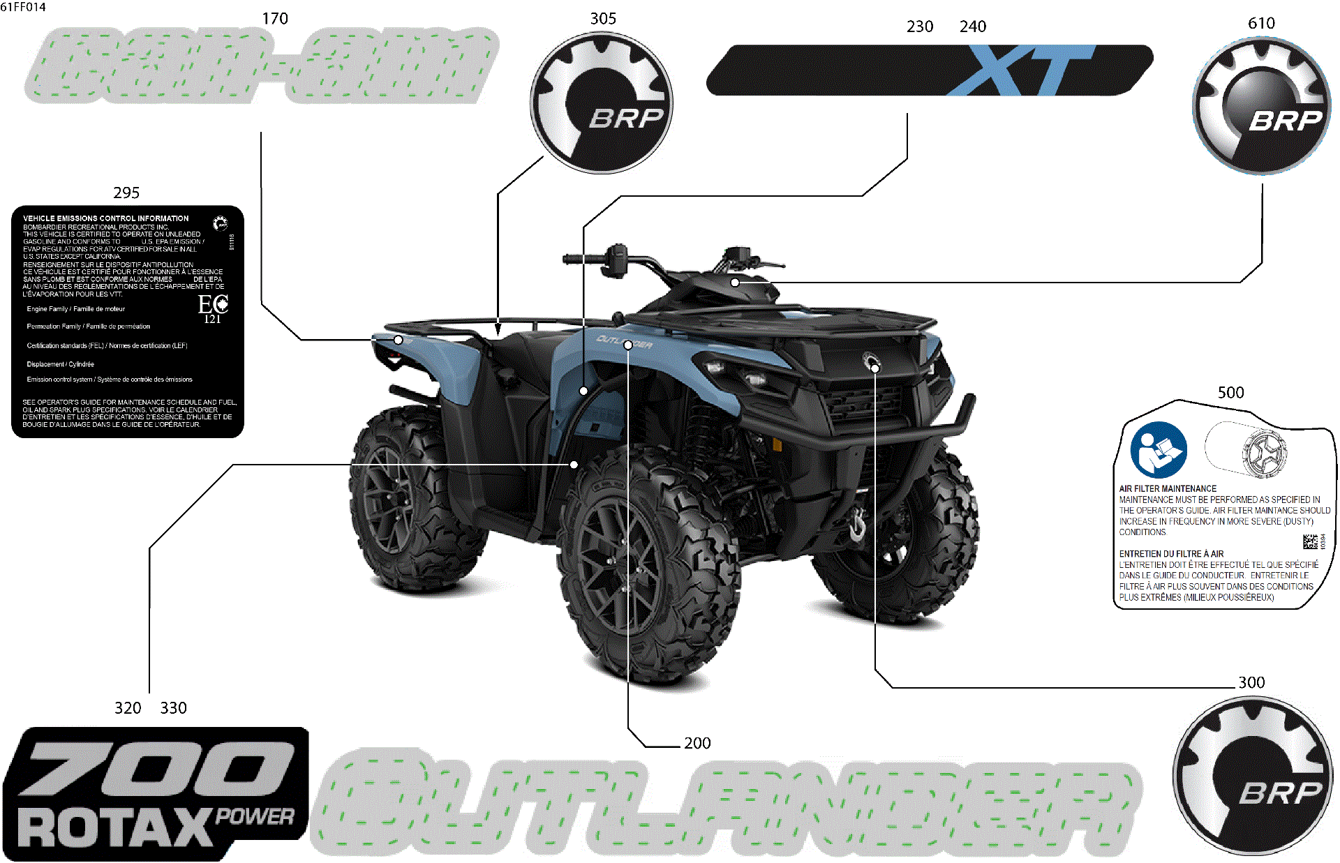 An Image of a Genuine Can-Am Parts Schematic Diagram showing the schematic - BODY - FEATURE DECALS