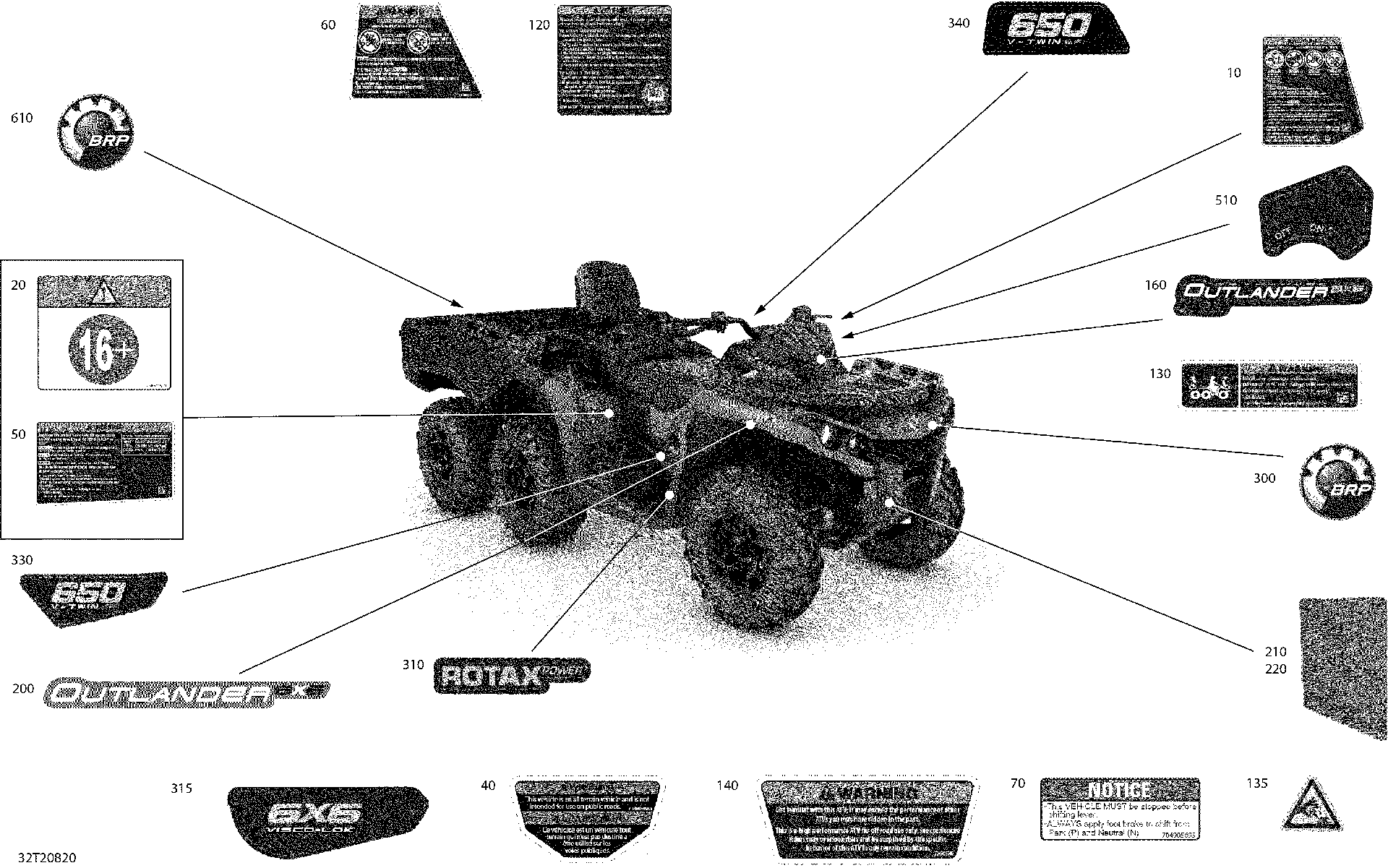 An Image of a Genuine Can-Am Parts Schematic Diagram showing the schematic - DECALS - DPS