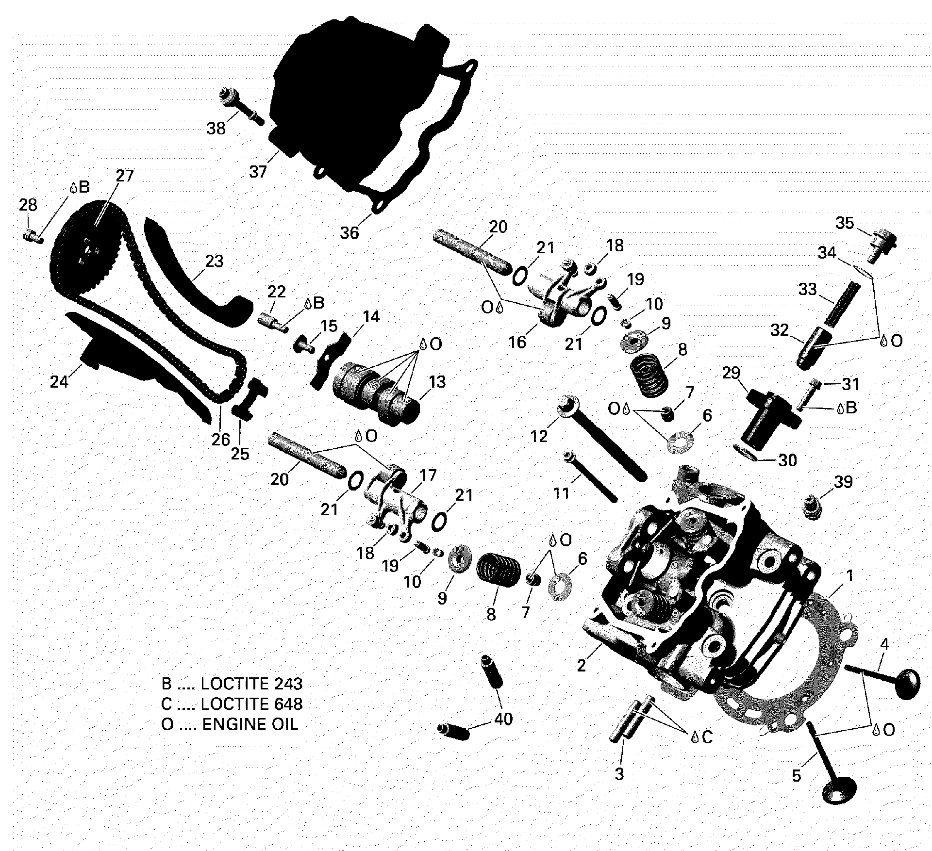 An Image of a Genuine Can-Am Parts Schematic Diagram showing the schematic - ROTAX - CYLINDER HEAD FRONT