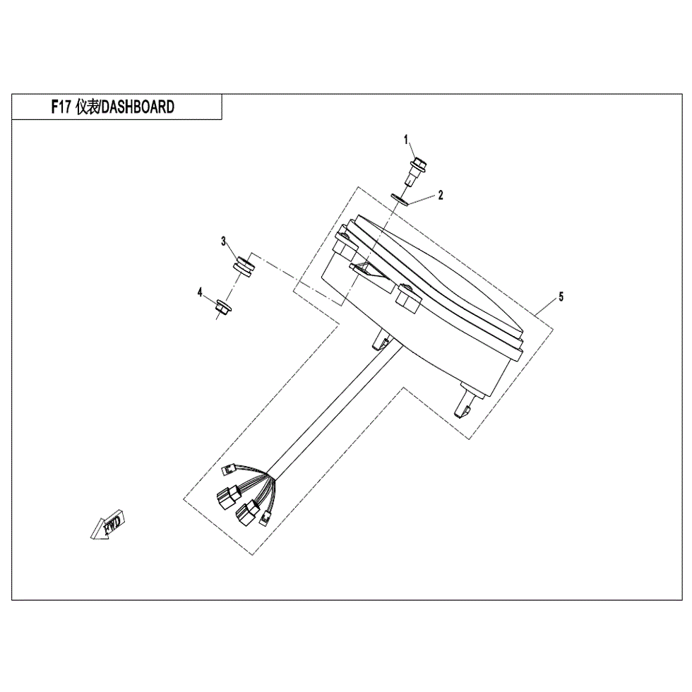 An Image of a Genuine CFMOTO Parts Schematic Diagram showing the schematic - DASHBOARD - 2022 CFMOTO ZFORCE 800 Trail
