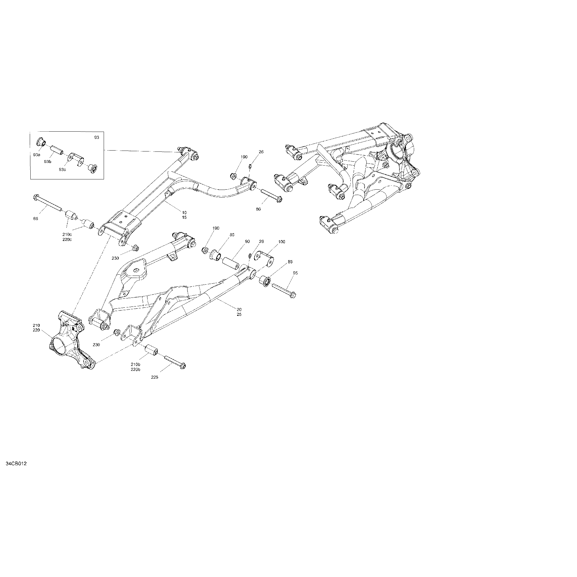 An Image of a Genuine Can-Am Parts Schematic Diagram showing the schematic - SUSPENSION - REAR COMPONENTS