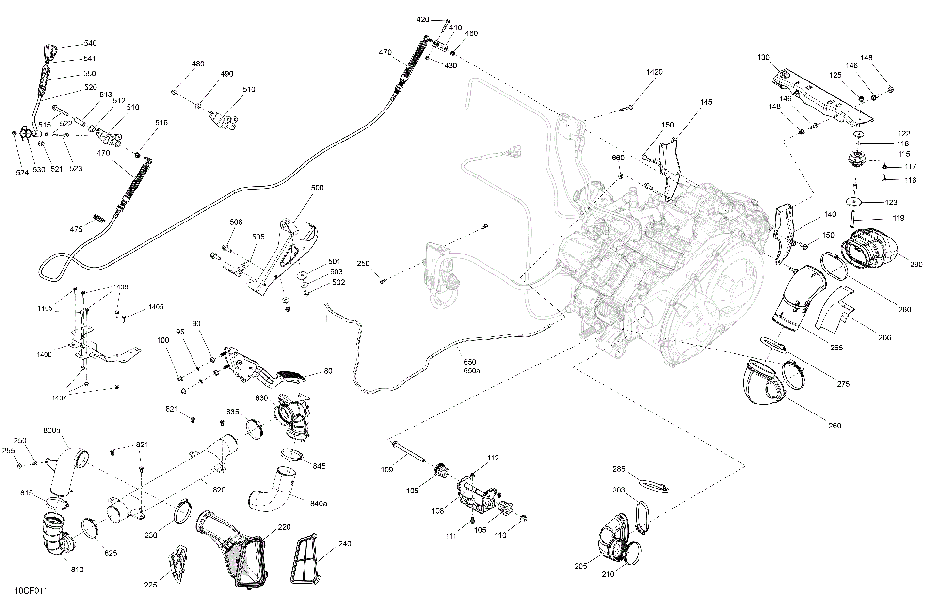 An Image of a Genuine Can-Am Parts Schematic Diagram showing the schematic - ENGINE - SYSTEM