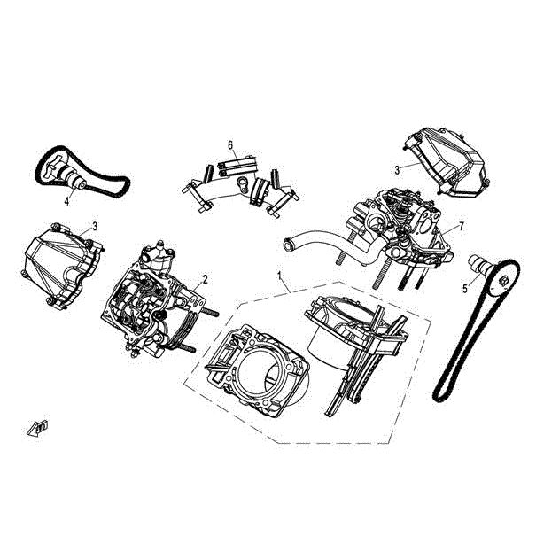 An Image of a genuine CFMOTO Parts Schematic Diagram showing the group - CYLINDER HEAD AND CYLINDER ASSY - 2016 CFMOTO CFORCE 800 X8