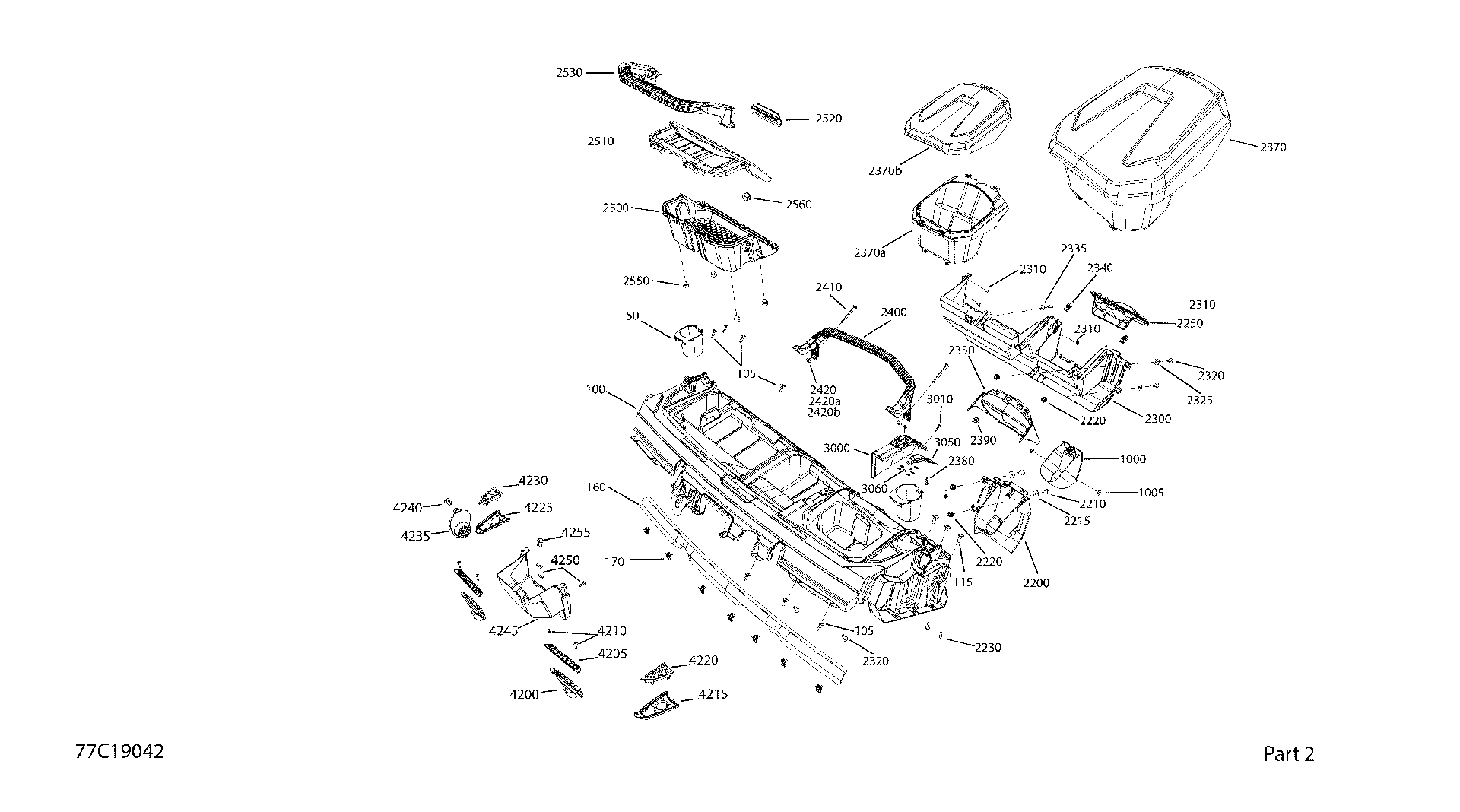 An Image of a Genuine Can-Am Parts Schematic Diagram showing the schematic - CAB INTERIOR - XT CAB - DASH SECTION